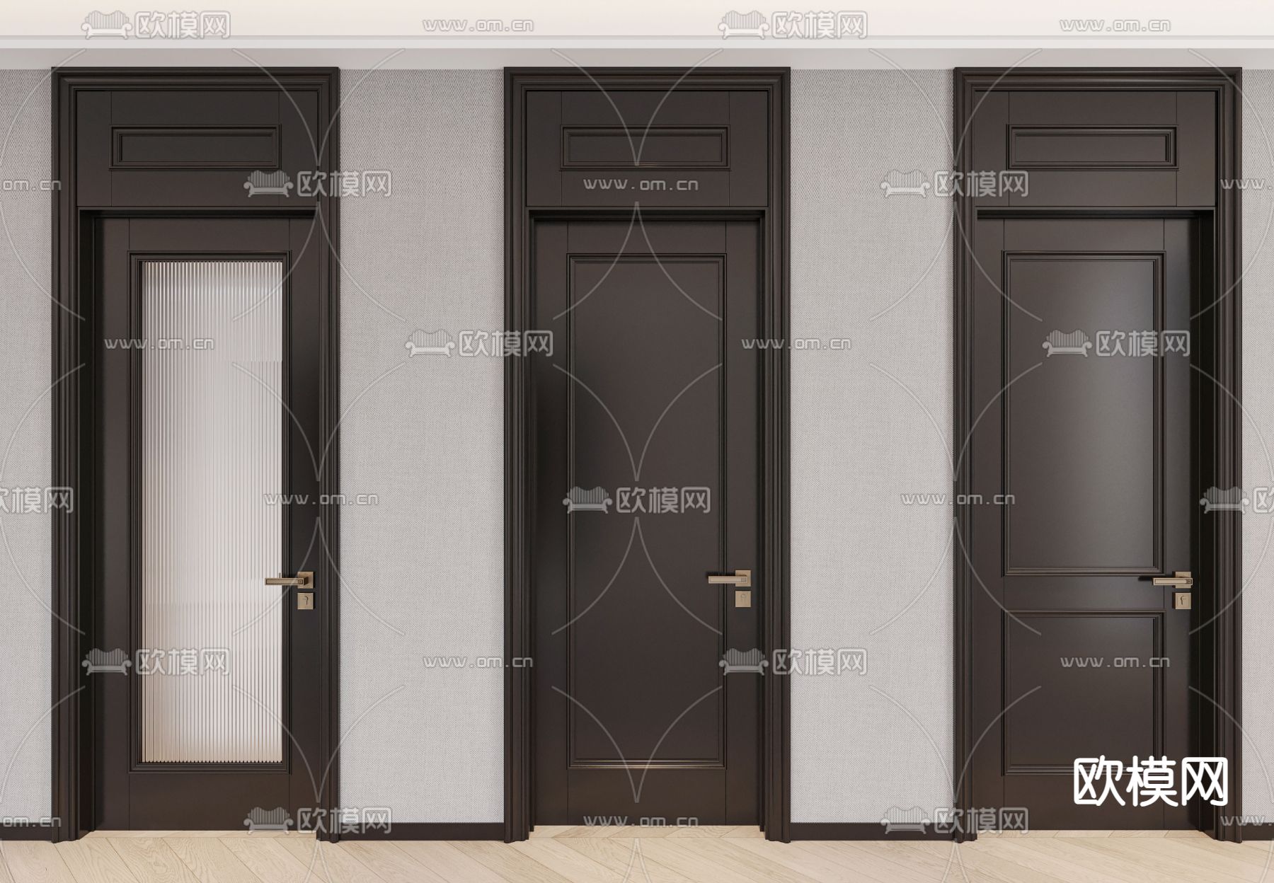 美式通顶门 卧室门 通顶门 浴室门3d模型下载