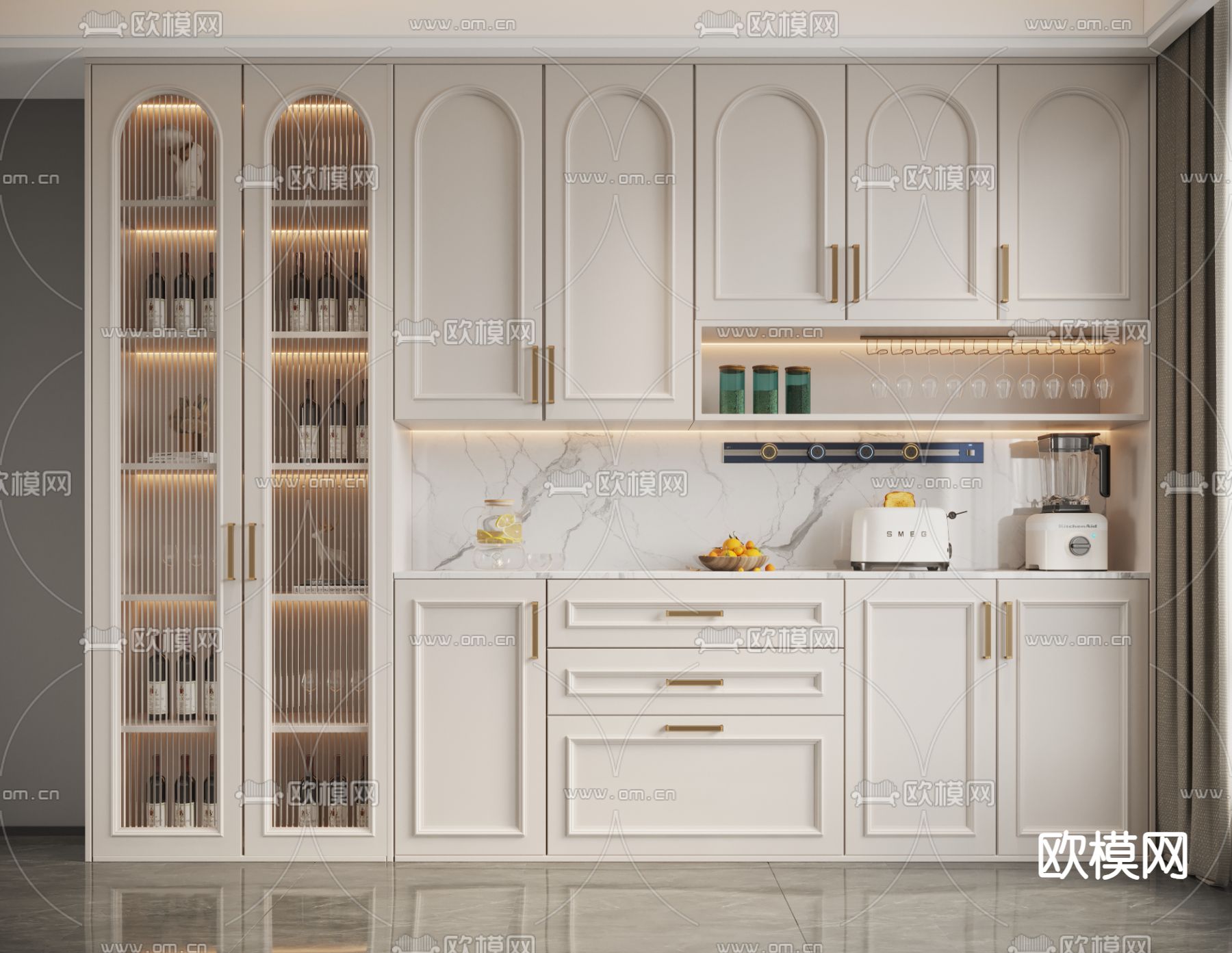 法式酒柜 餐边柜3d模型下载