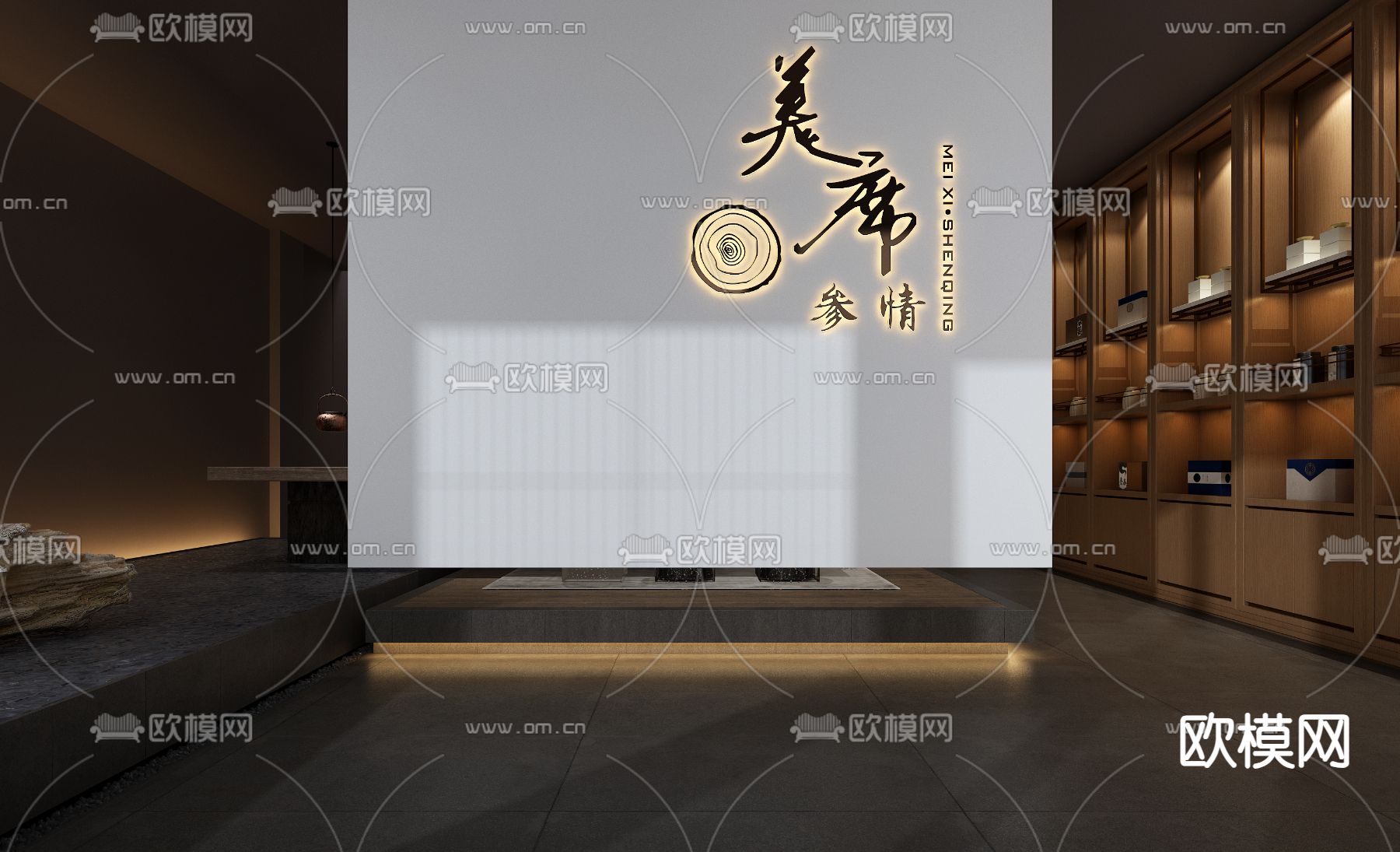 新中式茶室 茶楼会所3d模型下载（渲染图3）