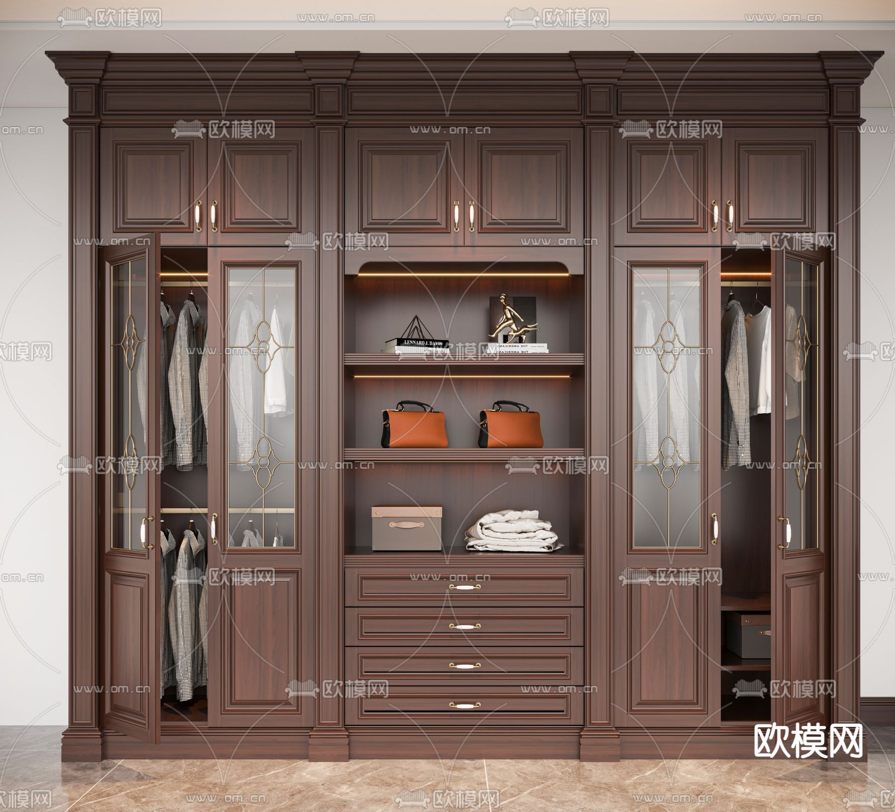 美式衣柜3d模型下载