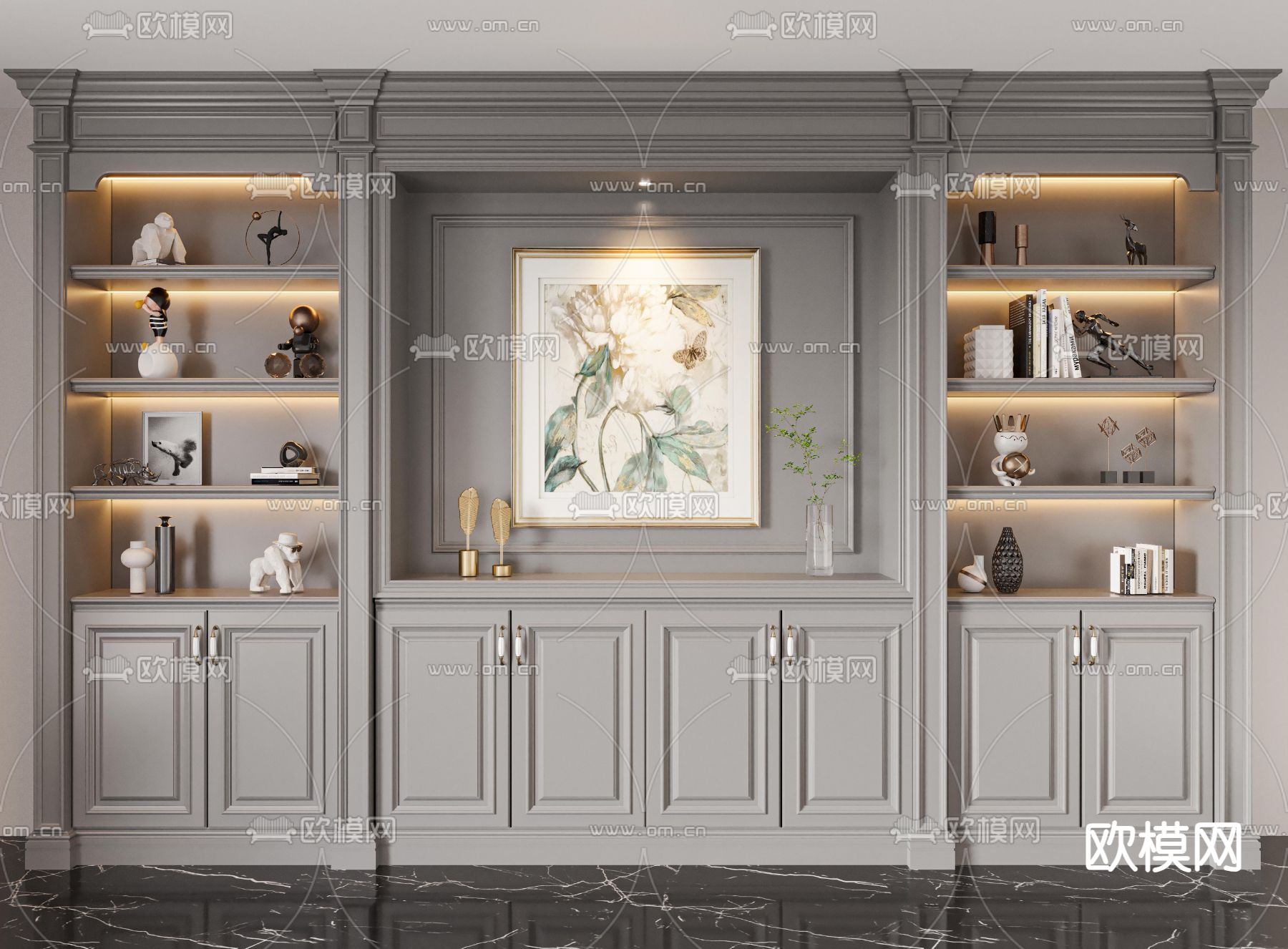 美式装饰柜3d模型下载