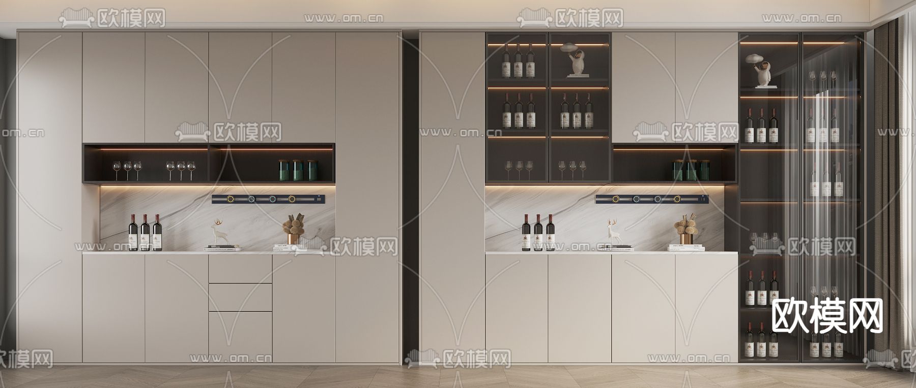 现代酒柜3d模型下载