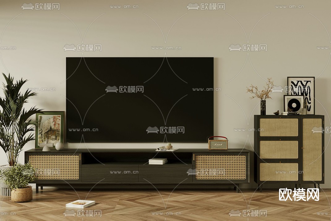 中古风电视柜 边柜3d模型下载_ID14295072_3dmax免费模型-欧模网