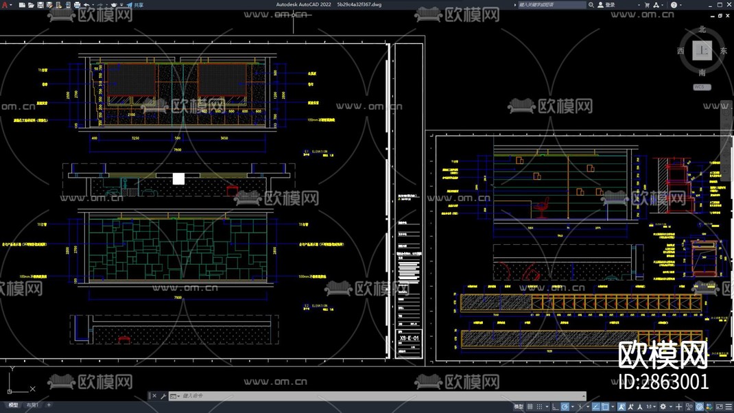 销售办公室cad施工图-免费3dmax模型库-欧模网