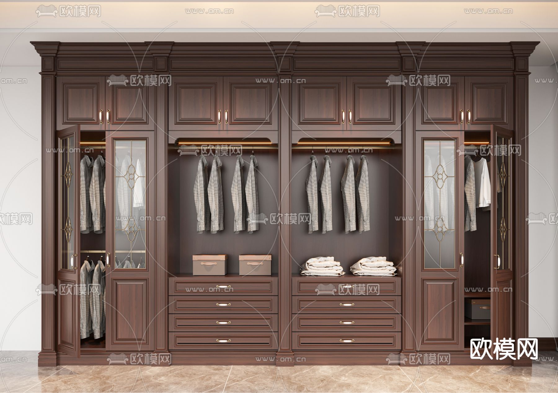 美式衣柜3d模型下载