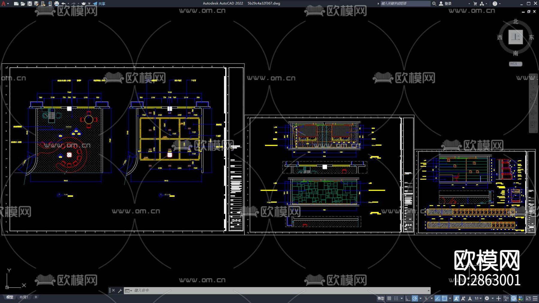销售办公室cad施工图-免费3dmax模型库-欧模网