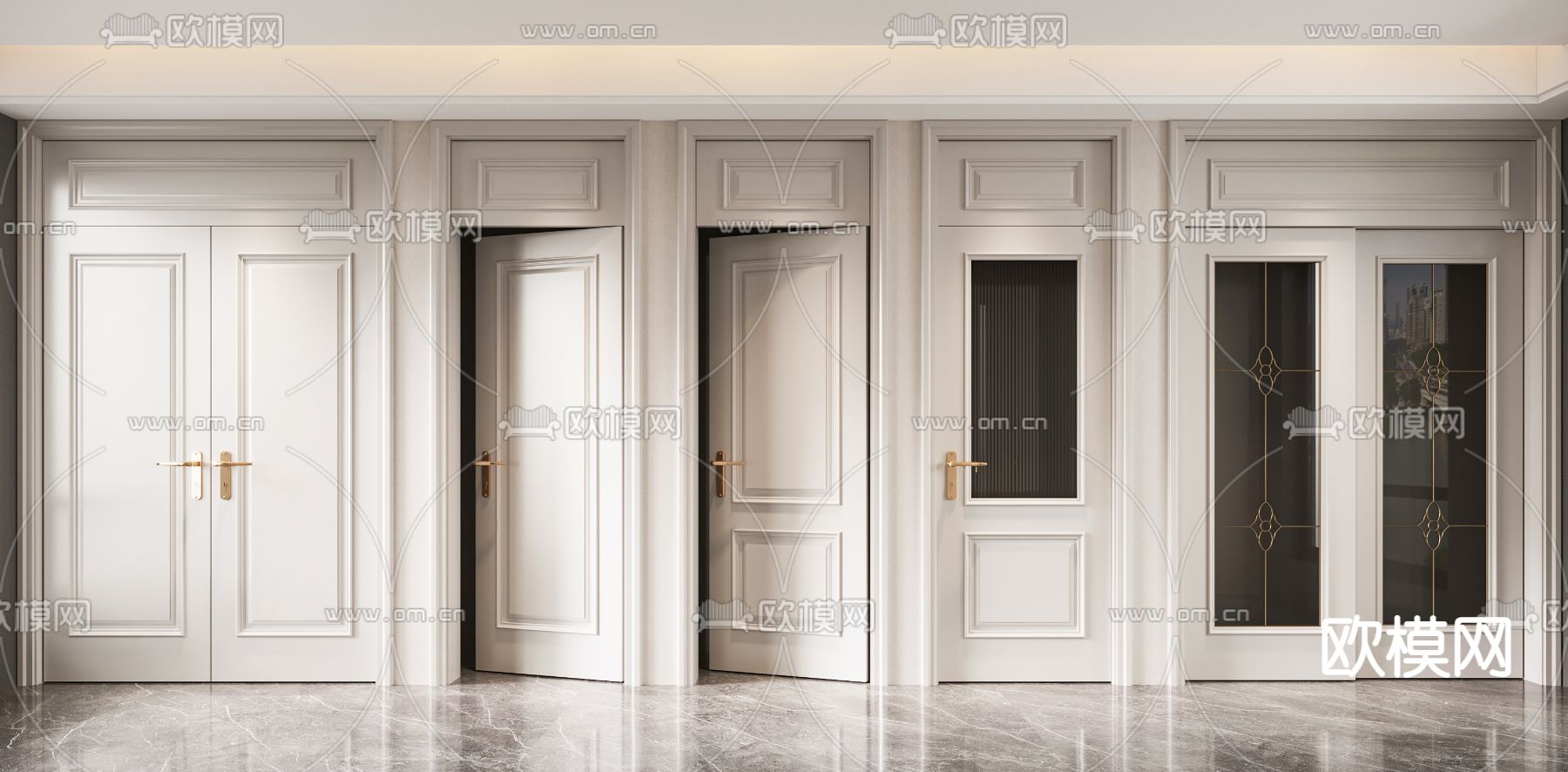 欧式通顶门 卧室门 厨卫门3d模型下载