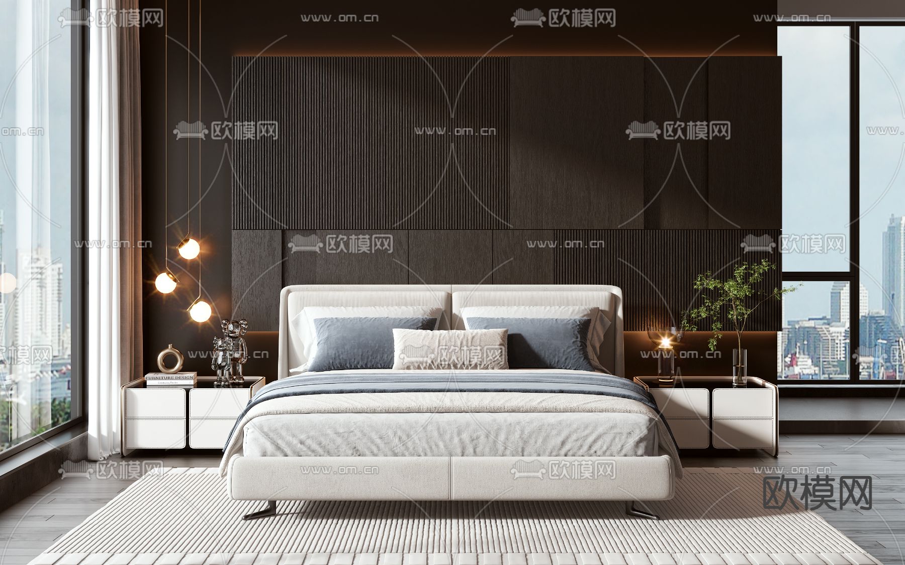 minotti 双人床3d模型下载（渲染图1）