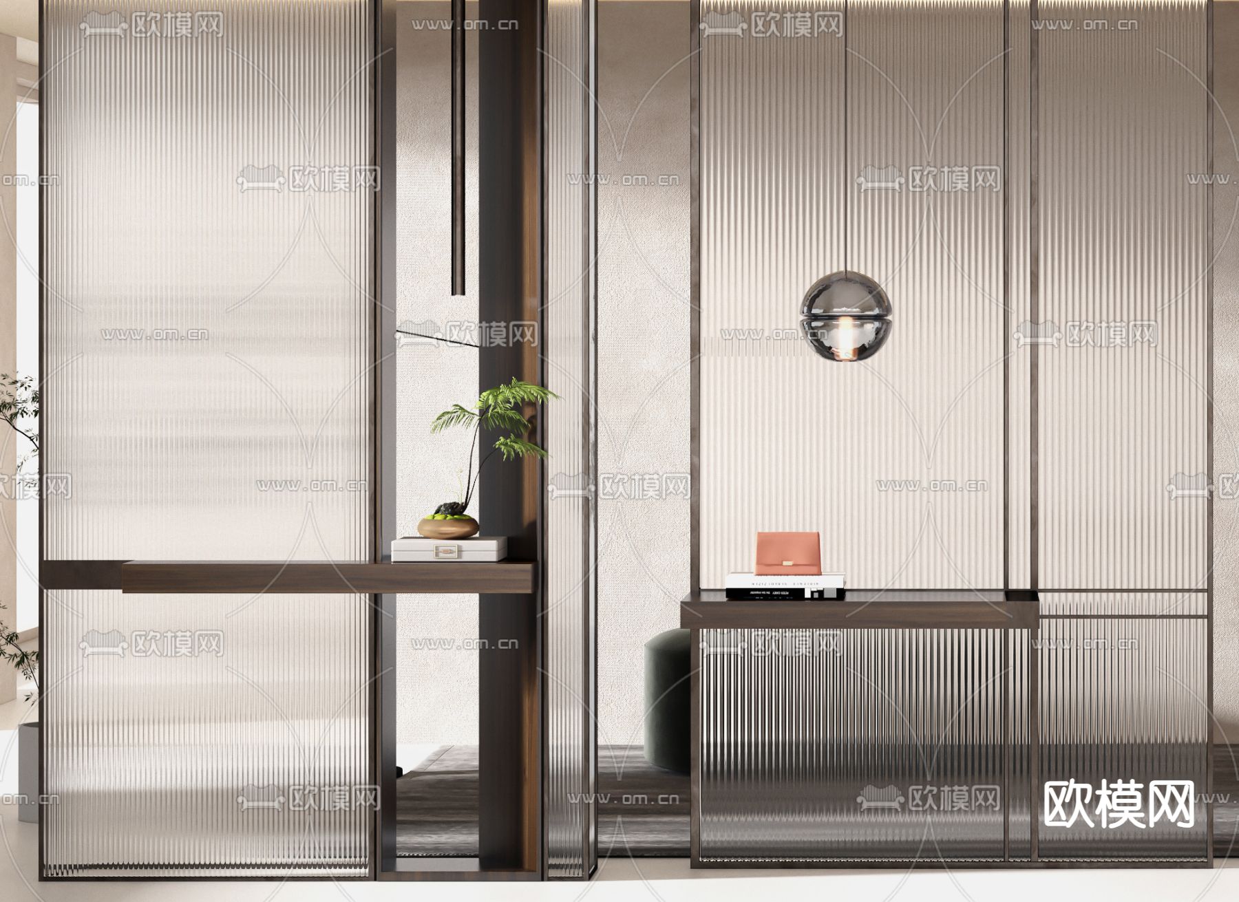 玻璃屏风 玄关隔断3d模型下载（渲染图3）
