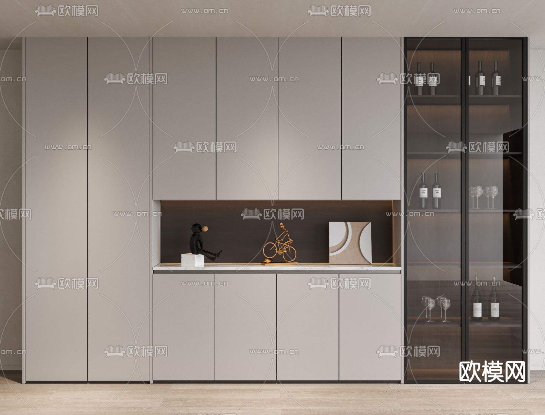 现代酒柜 餐边柜3d模型下载