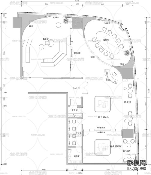 展廳商業(yè)展廳cad施工圖下載(渲染圖2)