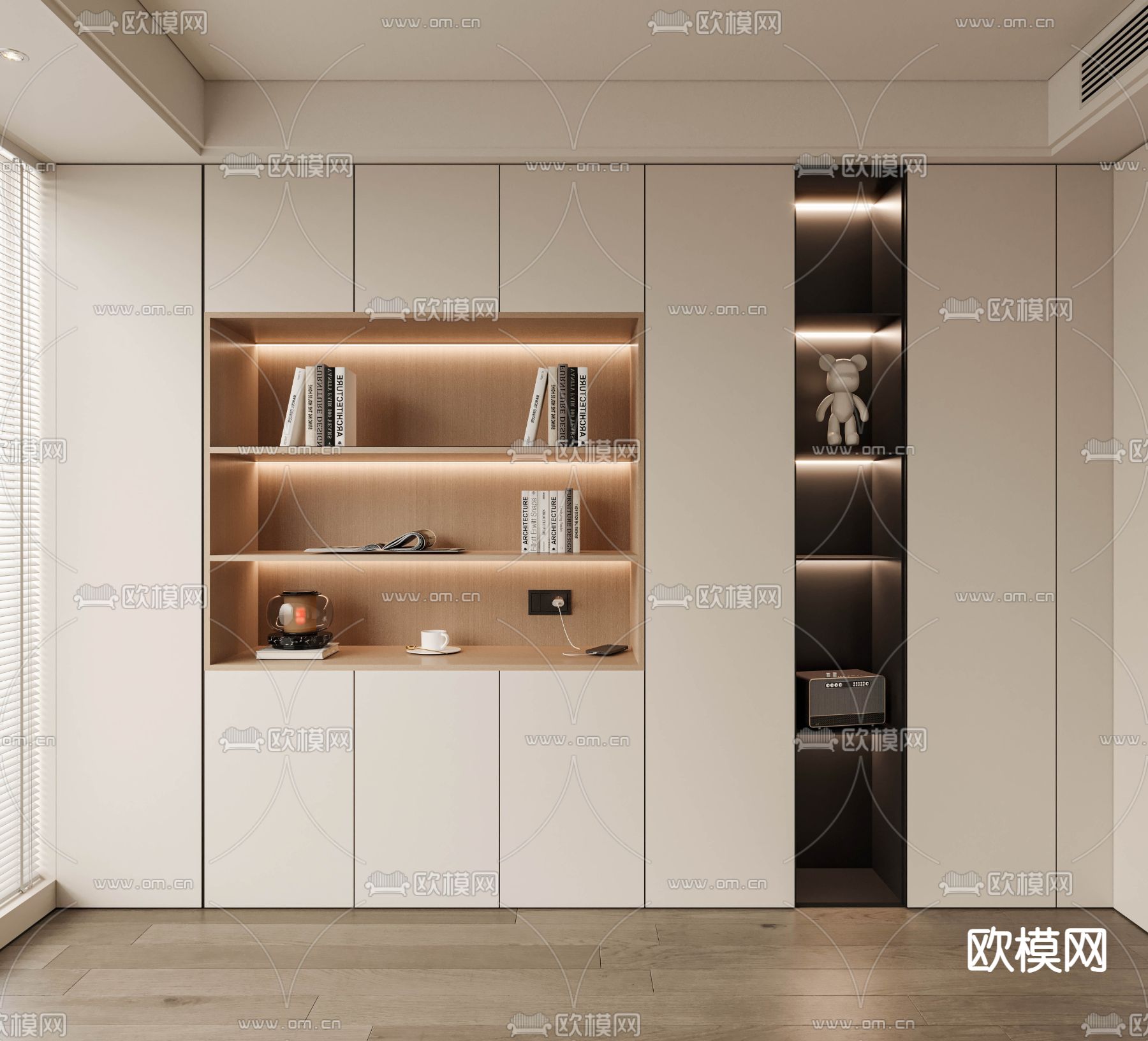 现代书柜 陈列柜3d模型下载