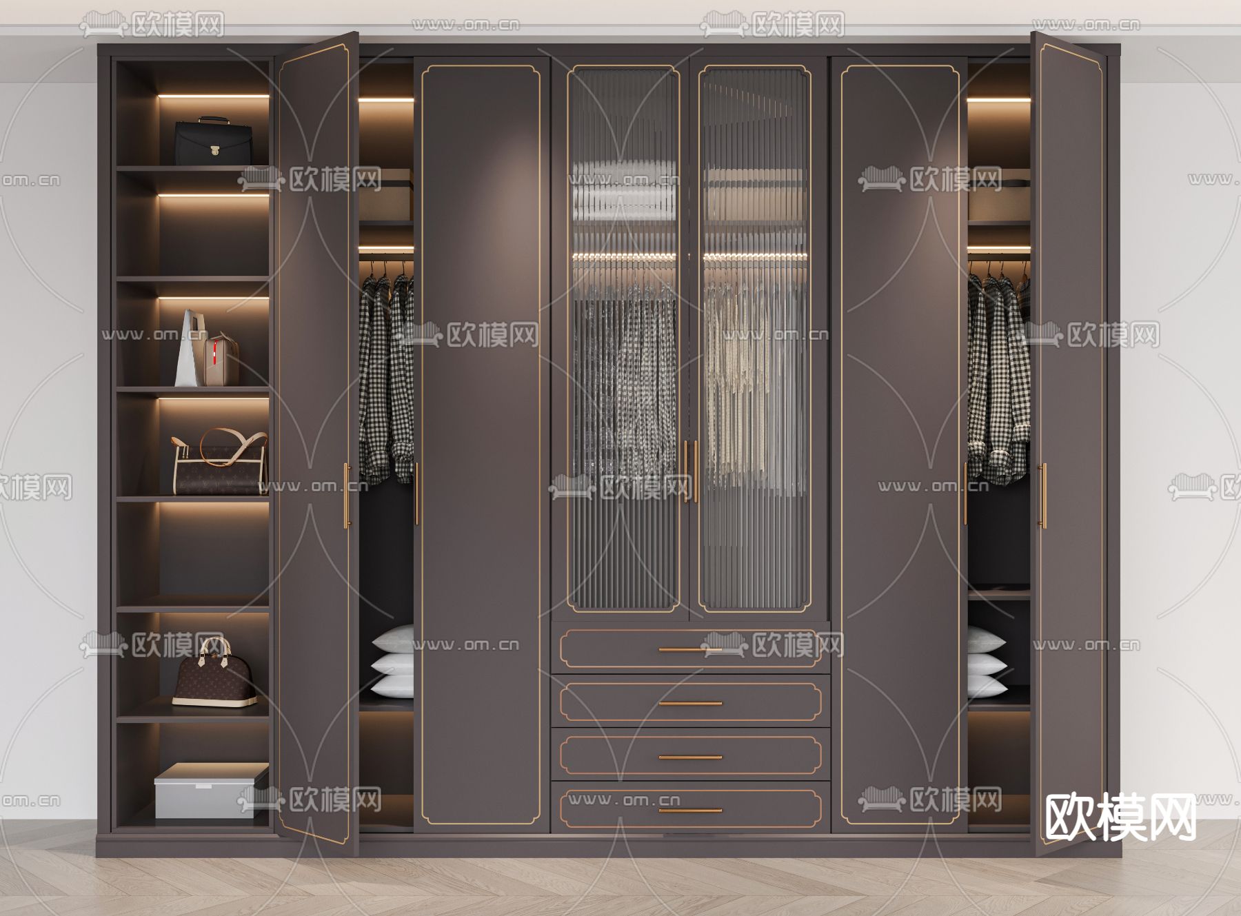 新中式衣柜3d模型下载