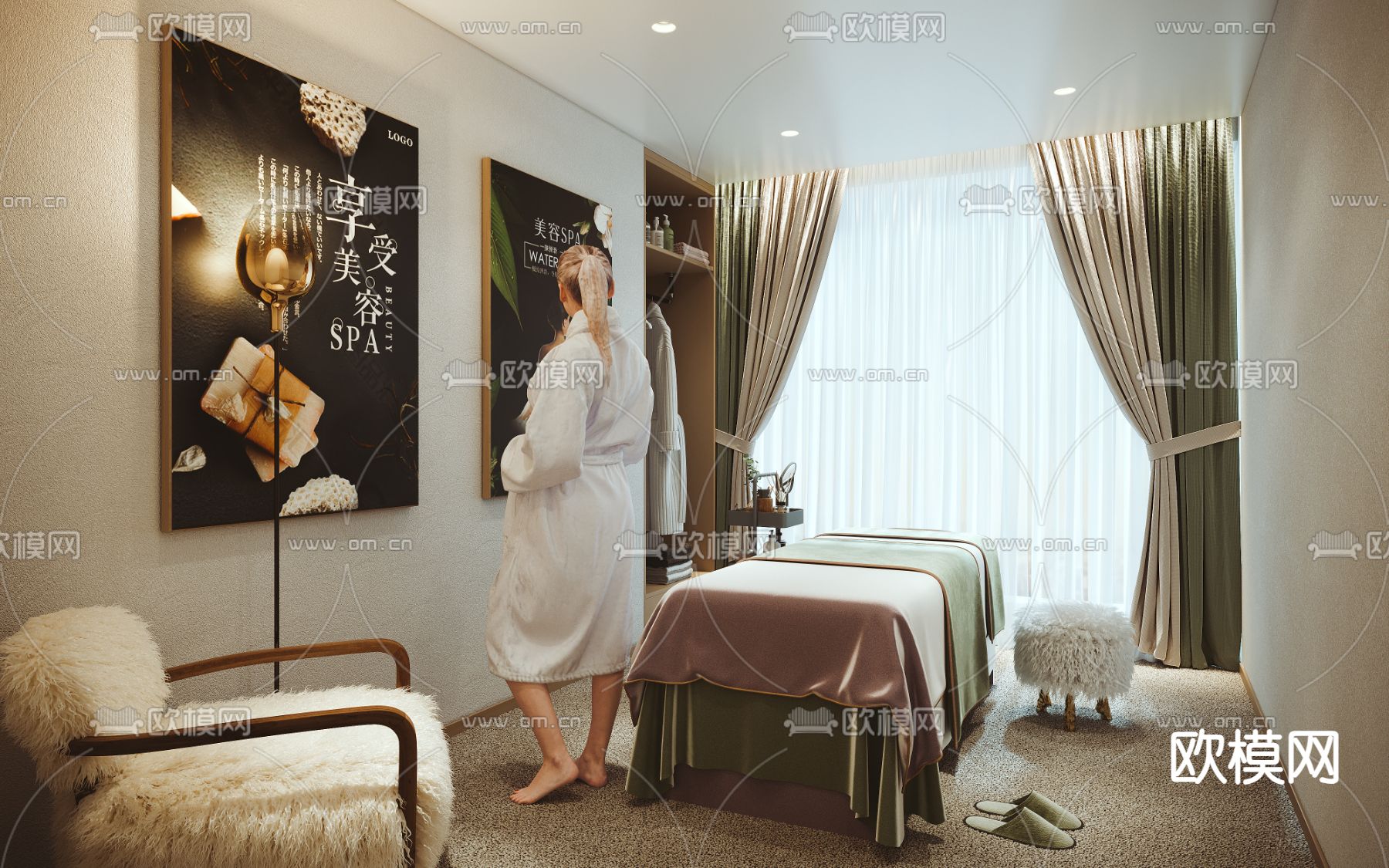 SPA 护理房 美容院3d模型下载（渲染图1）