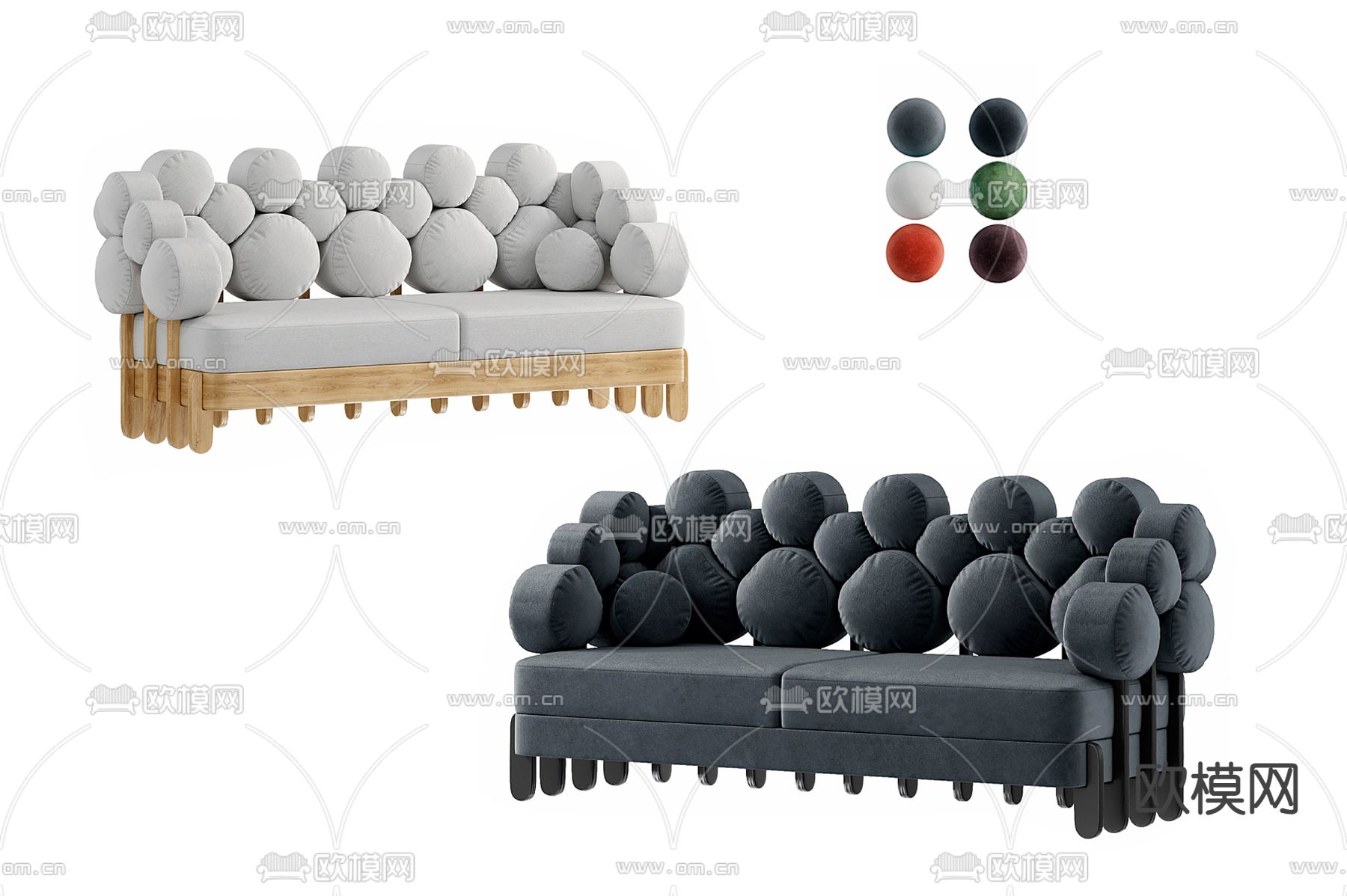 泡泡沙发 双人沙发3d模型下载