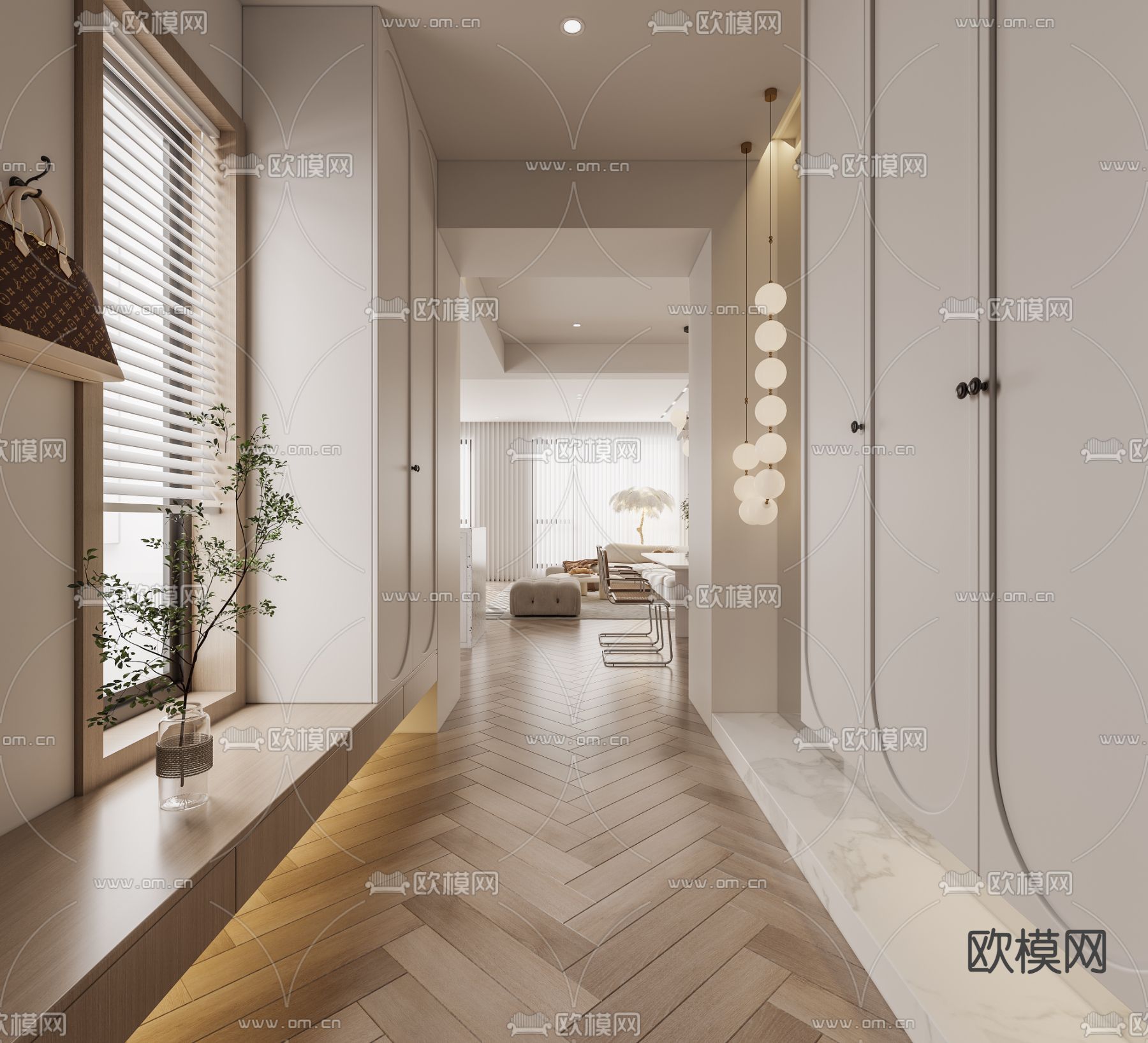 法式客餐厅3d模型下载（渲染图3）