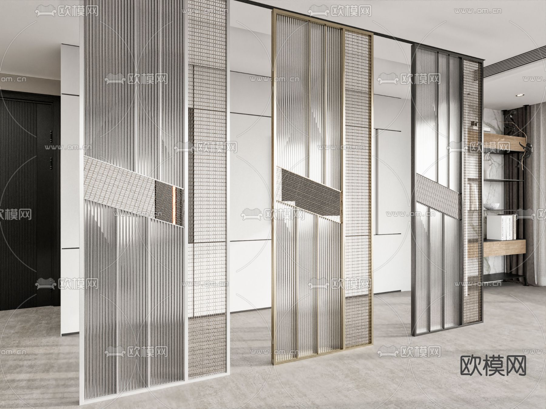 玻璃屏风 造型隔断3d模型下载