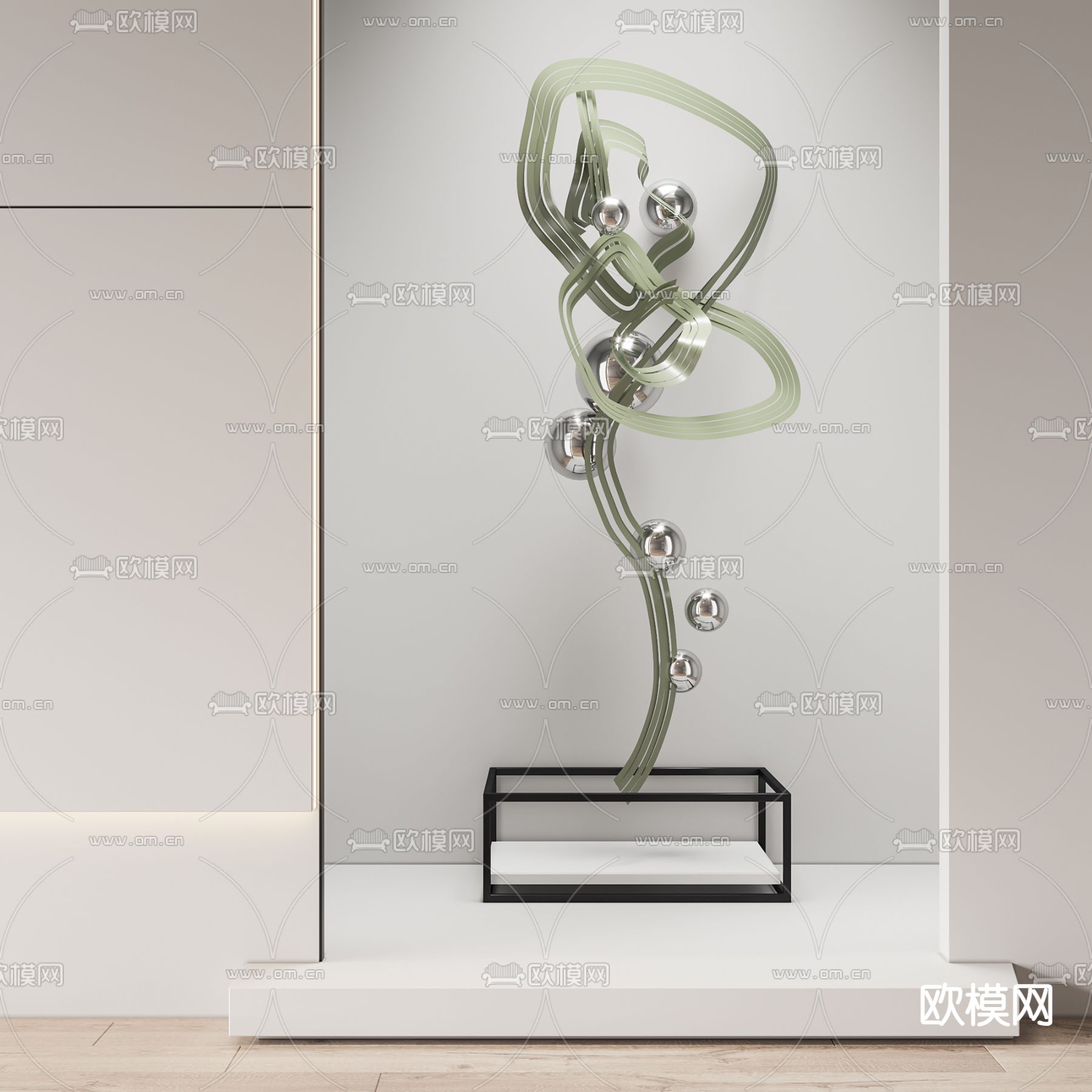 飘带雕塑 滚珠摆件3d模型下载