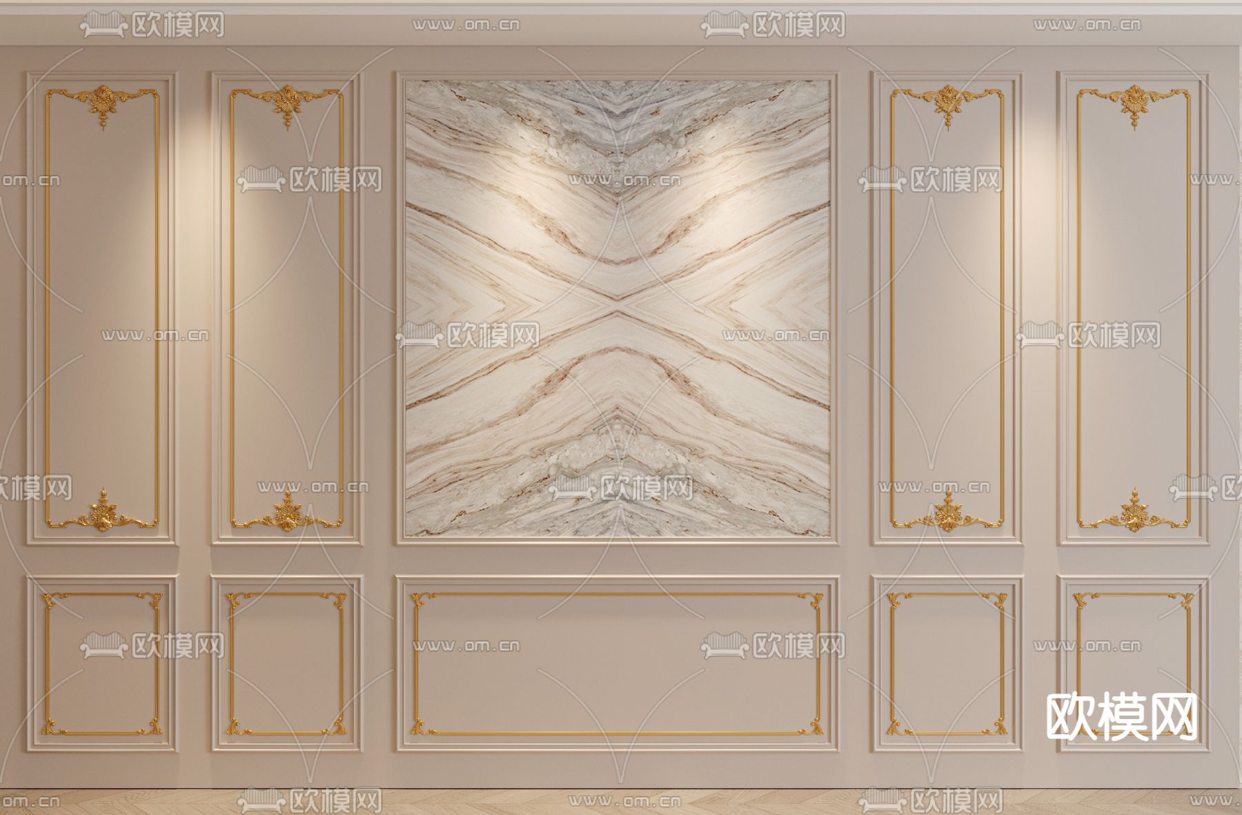 欧式背景墙 墙裙3d模型下载