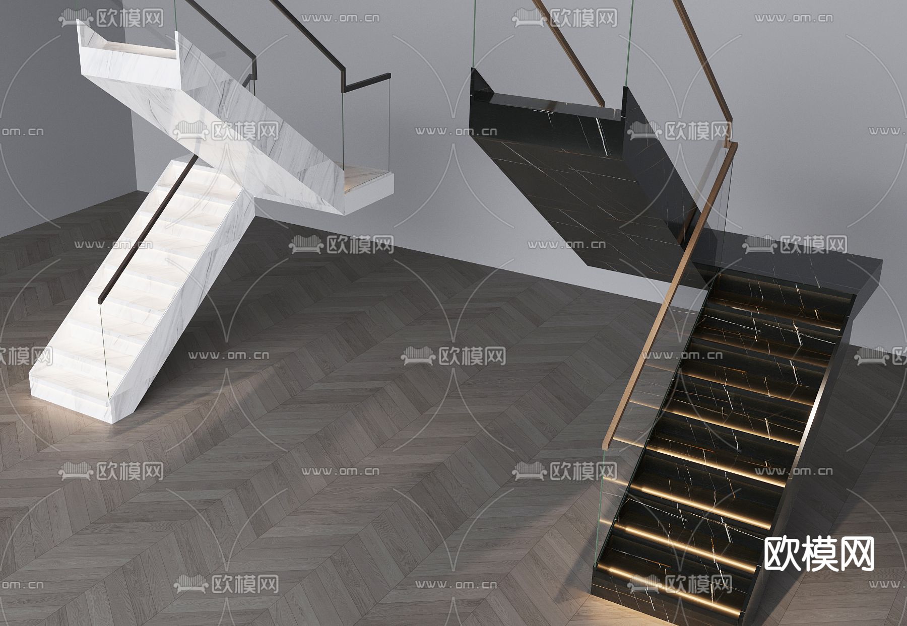 玻璃楼梯 扶手楼梯3d模型下载