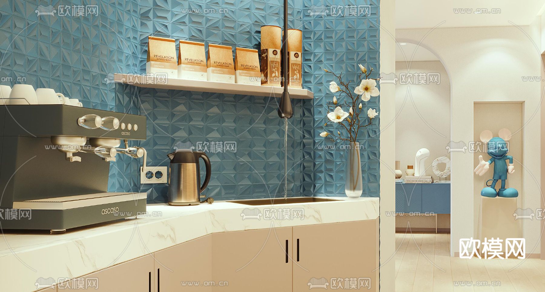 奶油风美容院 SPA 养生会所3d模型下载（渲染图3）