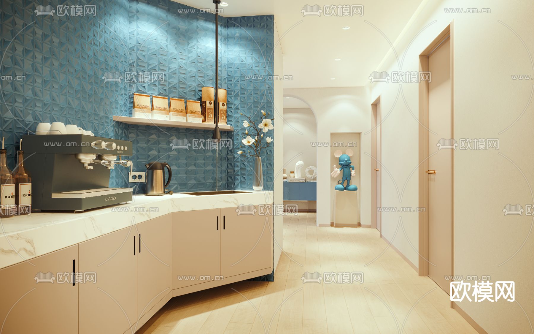 奶油风美容院 SPA 养生会所3d模型下载（渲染图2）