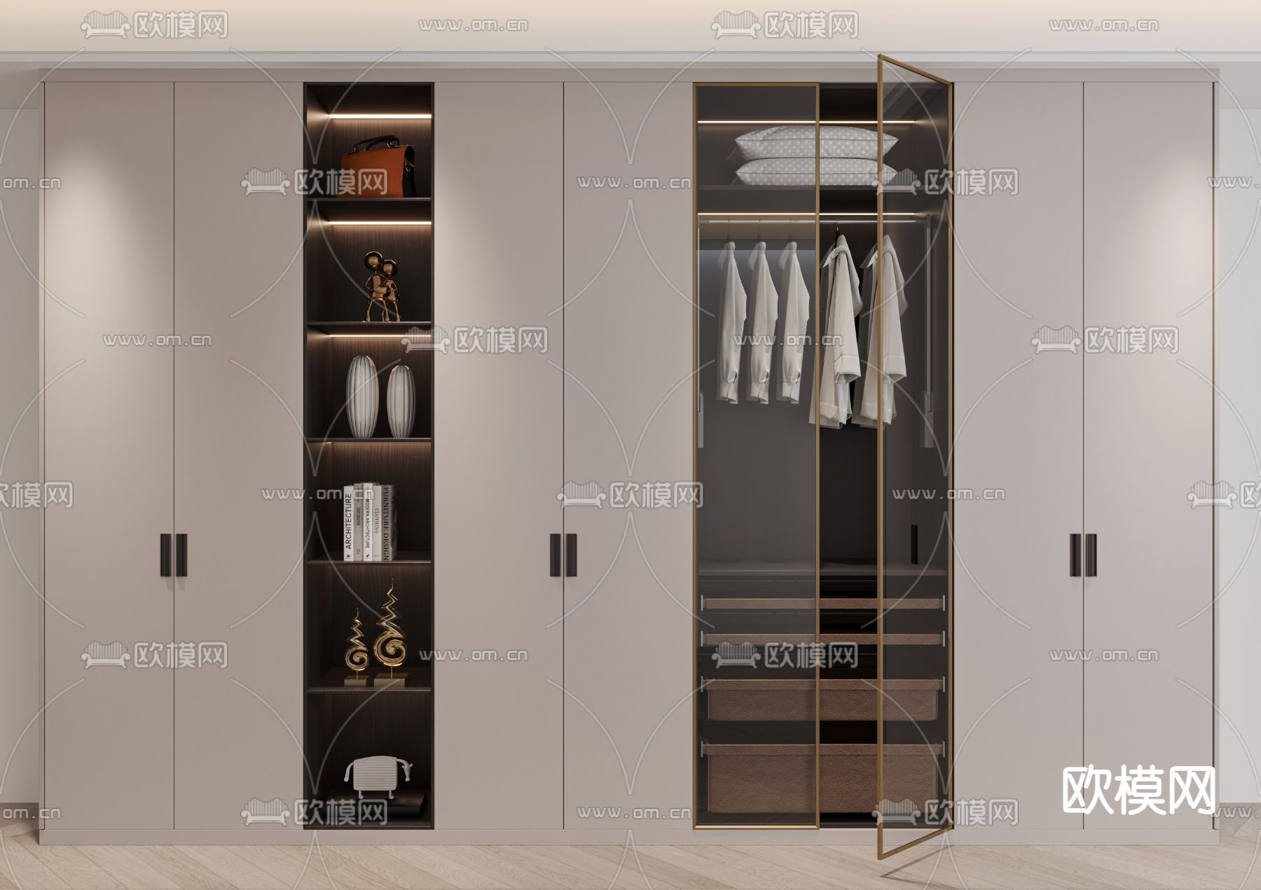 现代衣柜3d模型下载