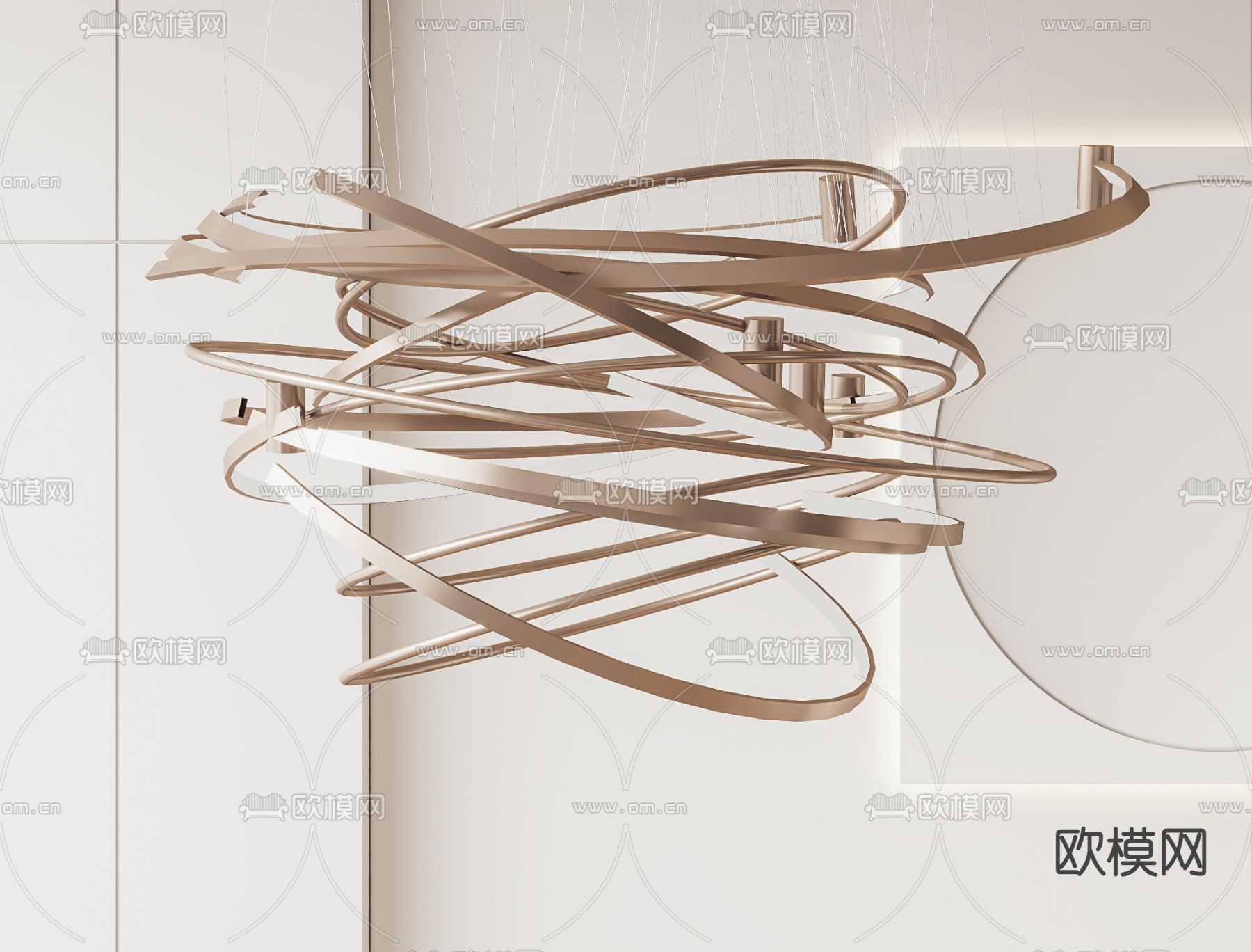 飘带吊灯 大堂灯3d模型下载