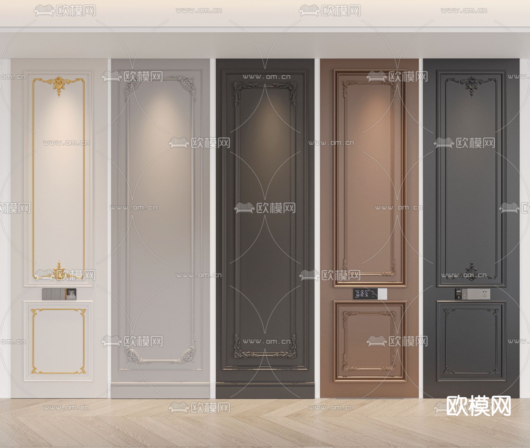 欧式护墙板 墙饰板3d模型下载