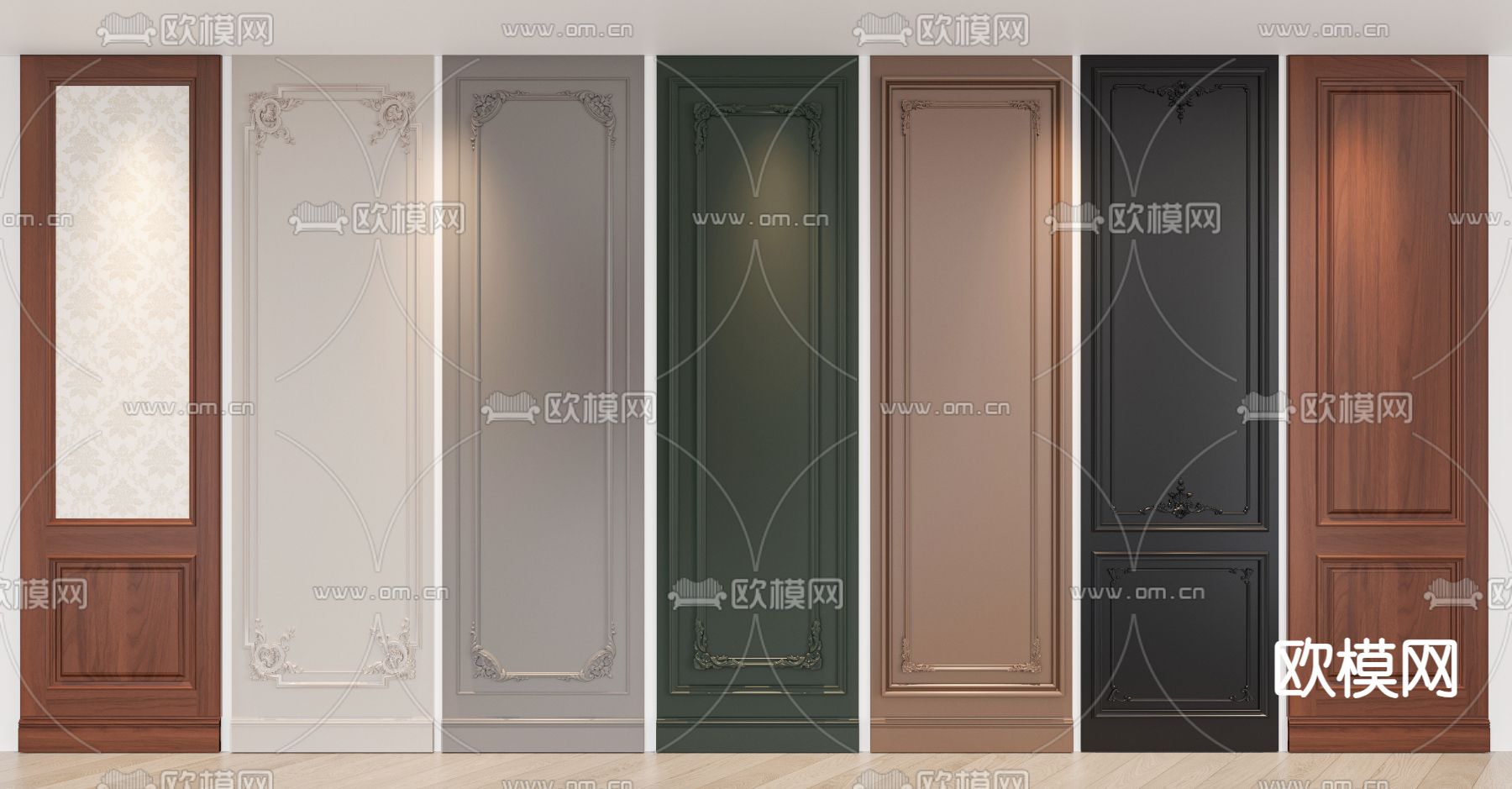 欧式护墙板 墙饰板3d模型下载