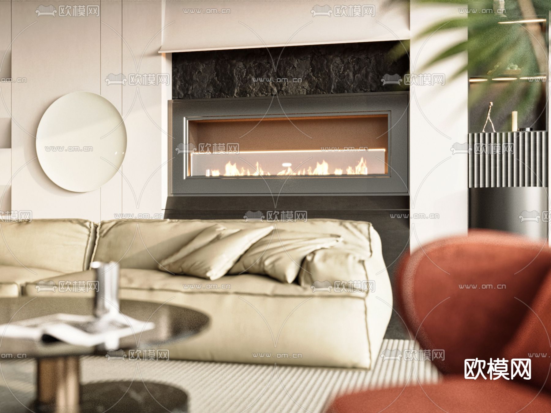 嵌入式壁炉 火焰3d模型下载