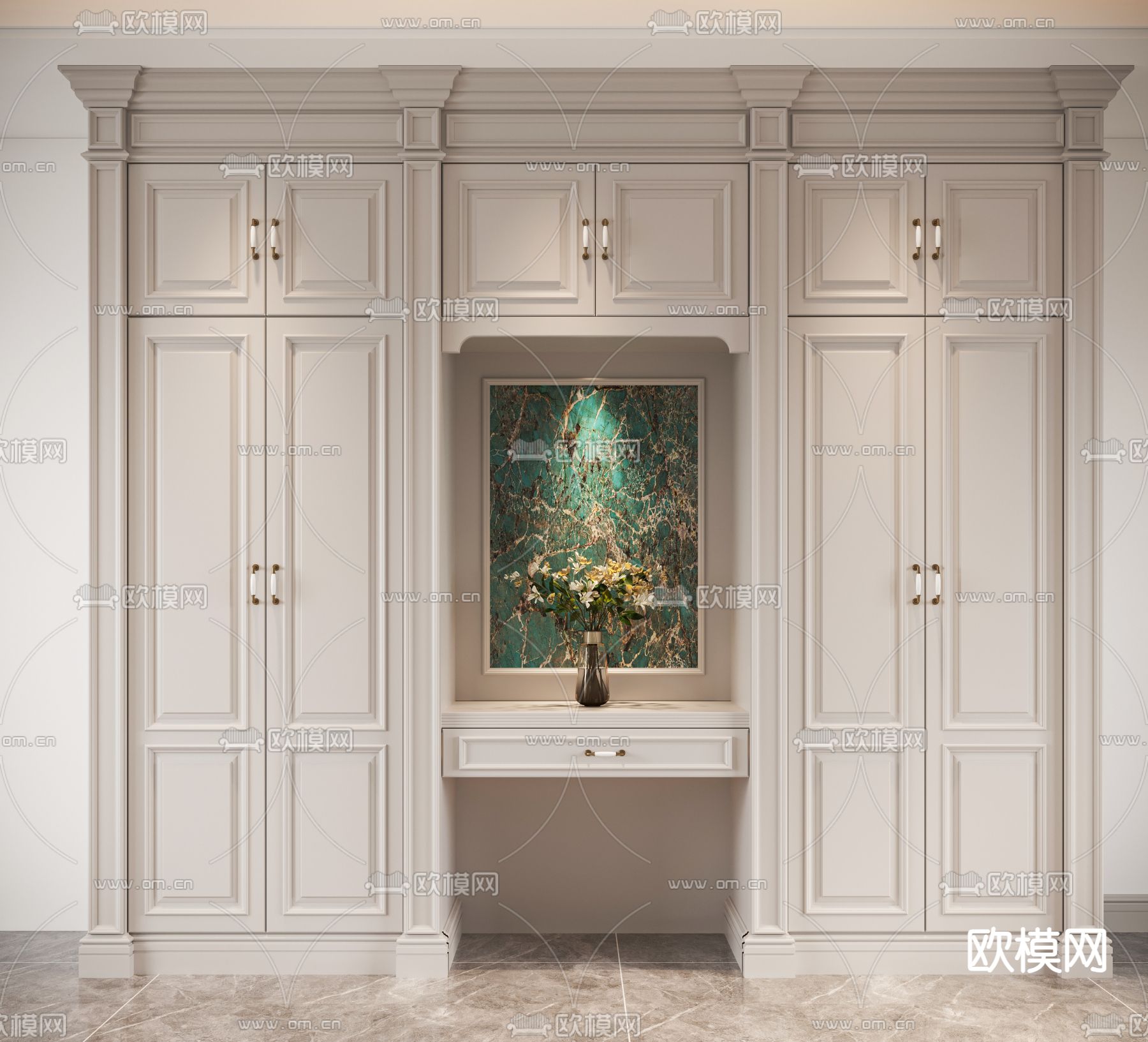 美式衣柜3d模型下载