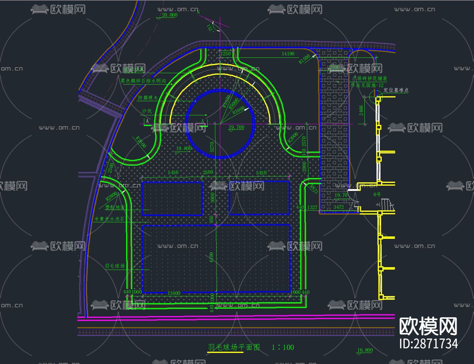 24套羽毛球场 运动场 体育馆cad施工图下载（渲染图9）