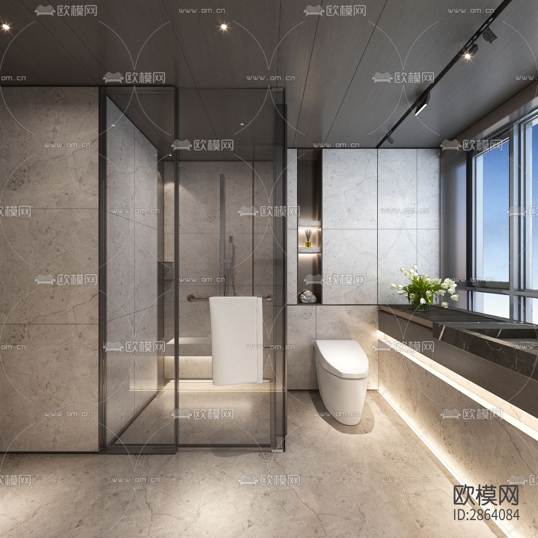 220m²深圳平层私宅效果图CAD施工图下载（渲染图6）