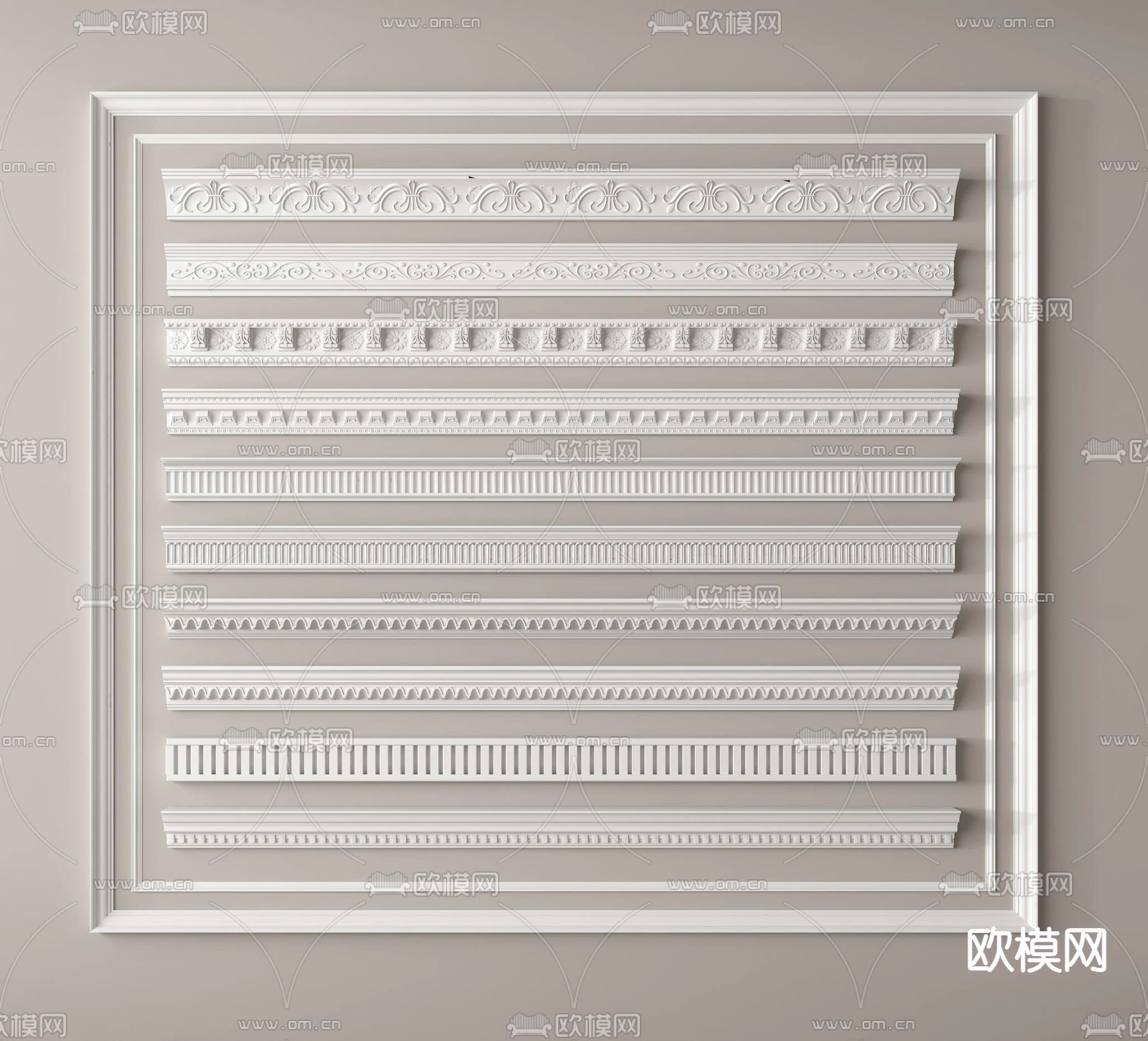 石膏线 角线 雕花 装饰线条 顶角线3d模型下载