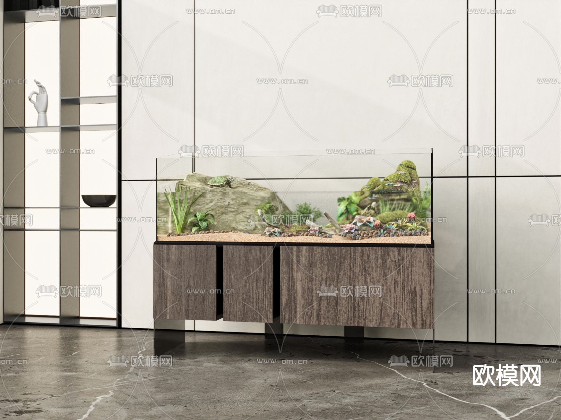 鱼缸 水族 恒温鱼缸su模型下载（渲染图1）