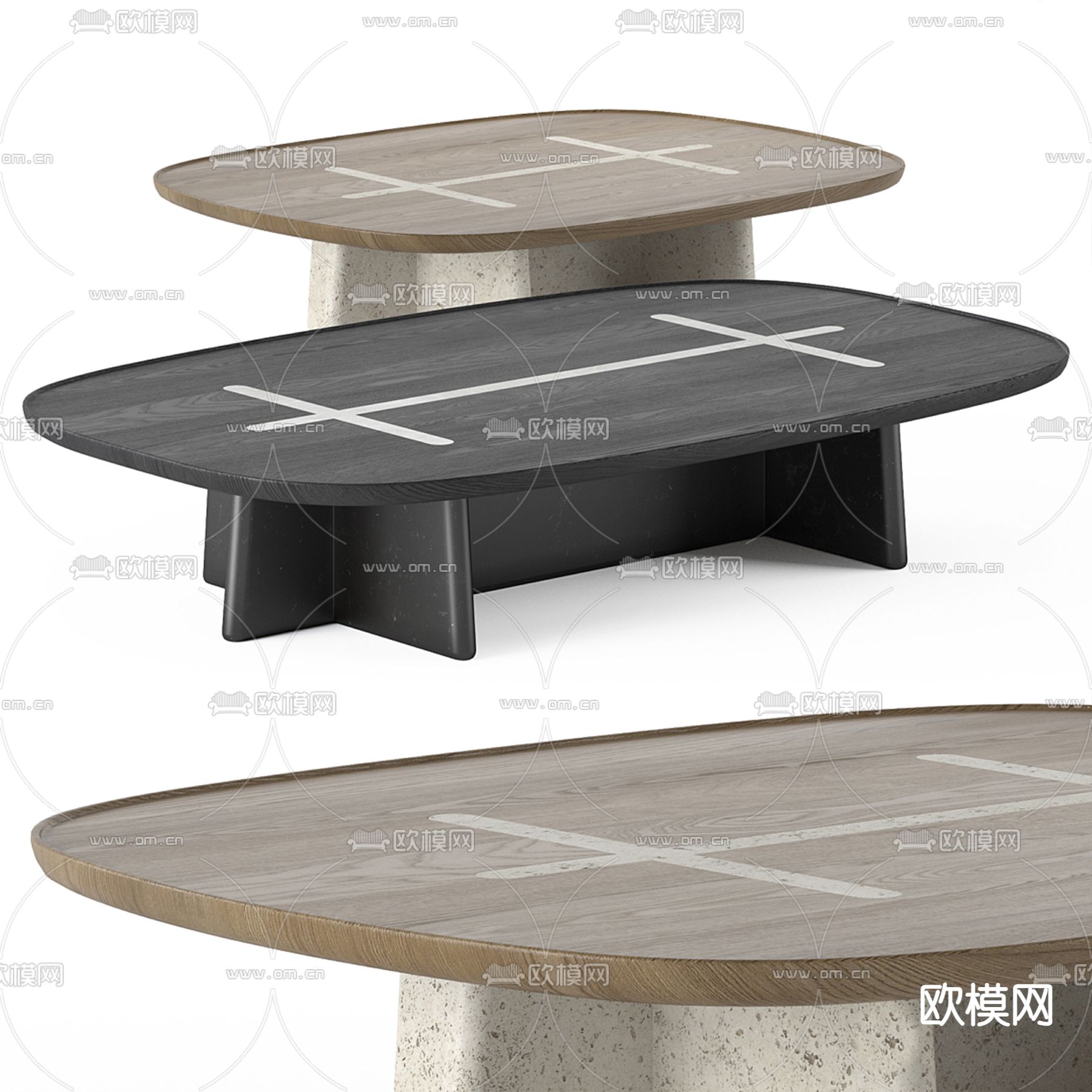 侘寂茶几3d模型下载（渲染图1）