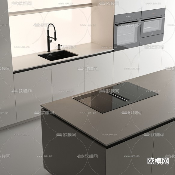 橱柜 中岛台3d模型下载(渲染图3)