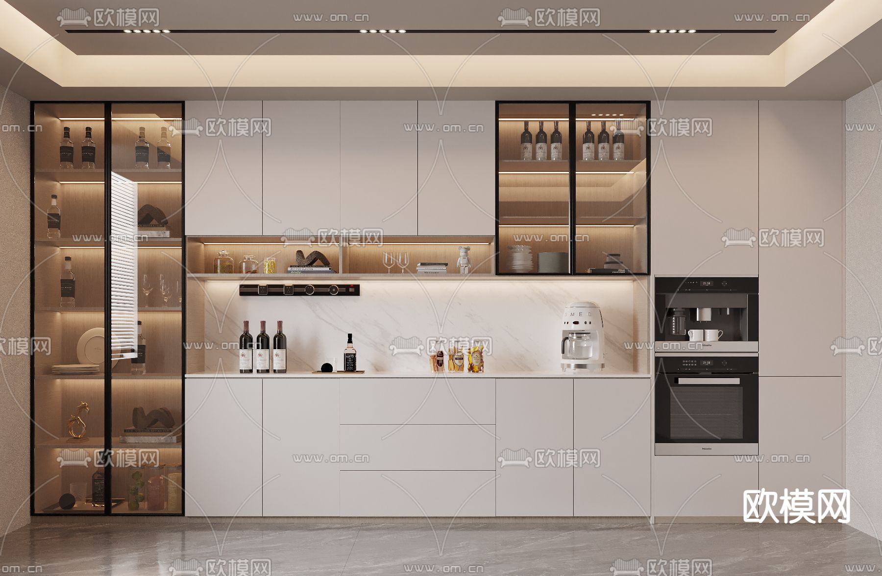 现代酒柜 餐边柜3d模型下载