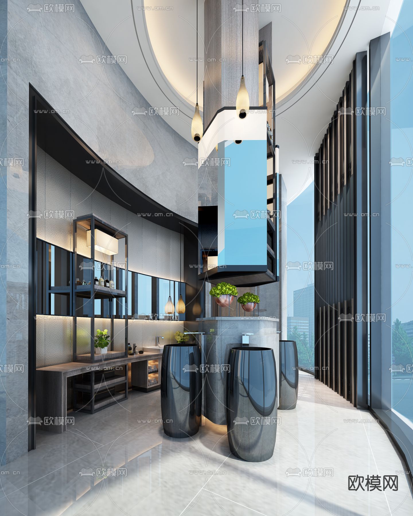 现代卫生间 洗手台免费3d模型下载