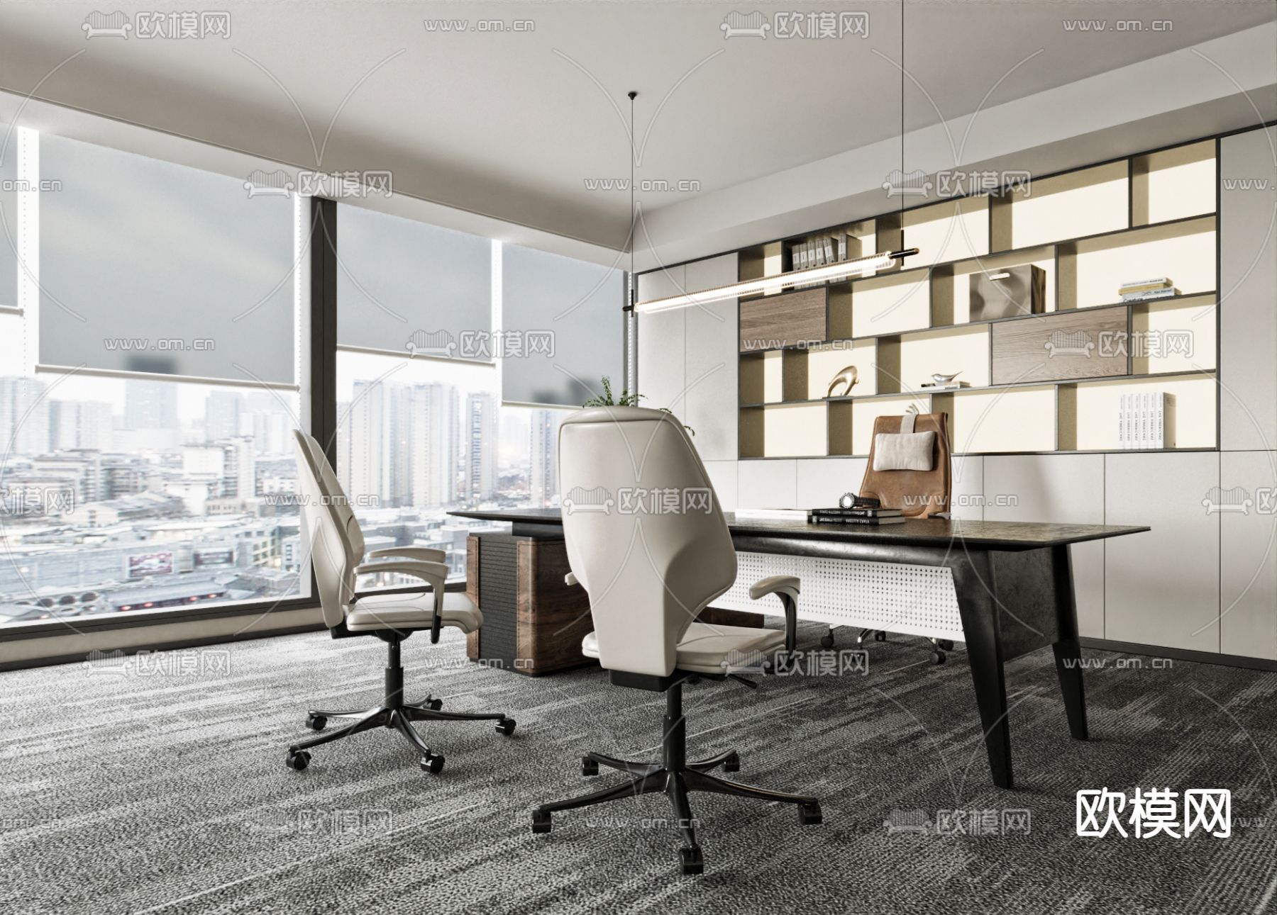 现代经理办公室su模型下载（渲染图1）