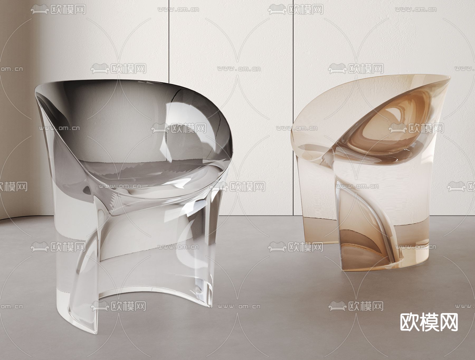 现代亚克力单椅su模型下载（渲染图1）