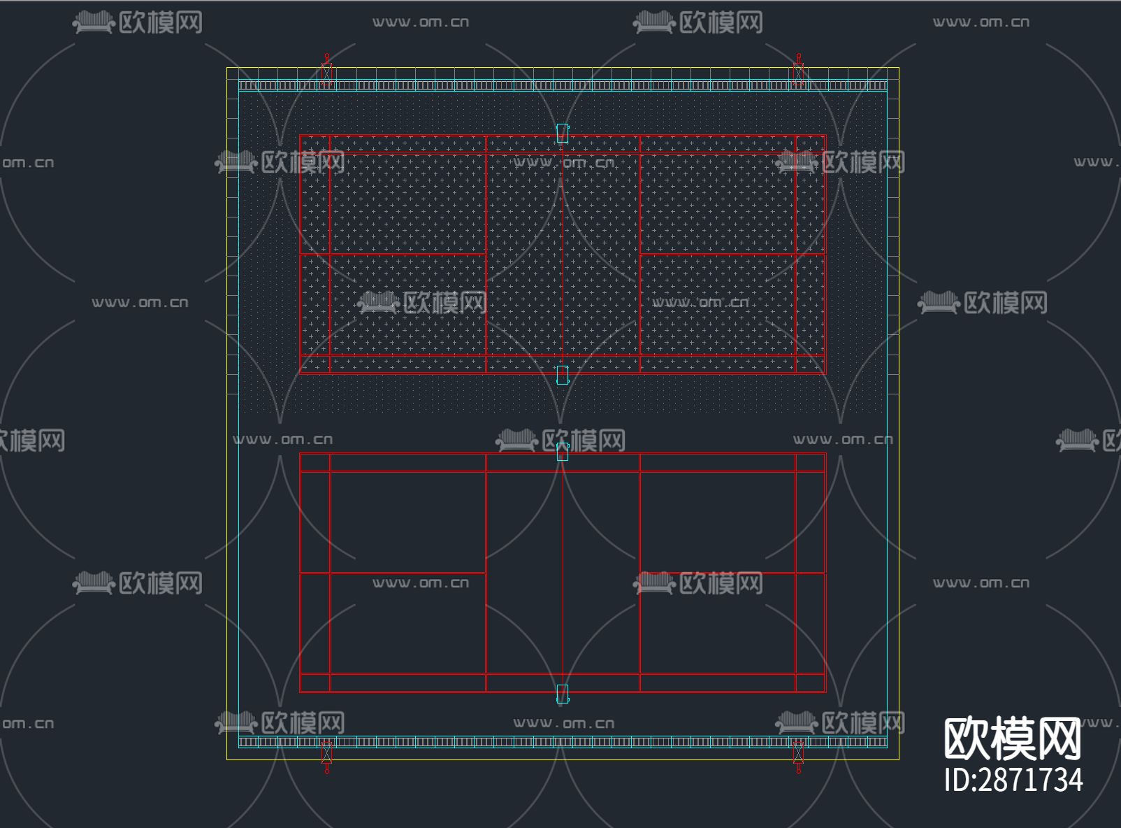 24套羽毛球场 运动场 体育馆cad施工图下载（渲染图6）