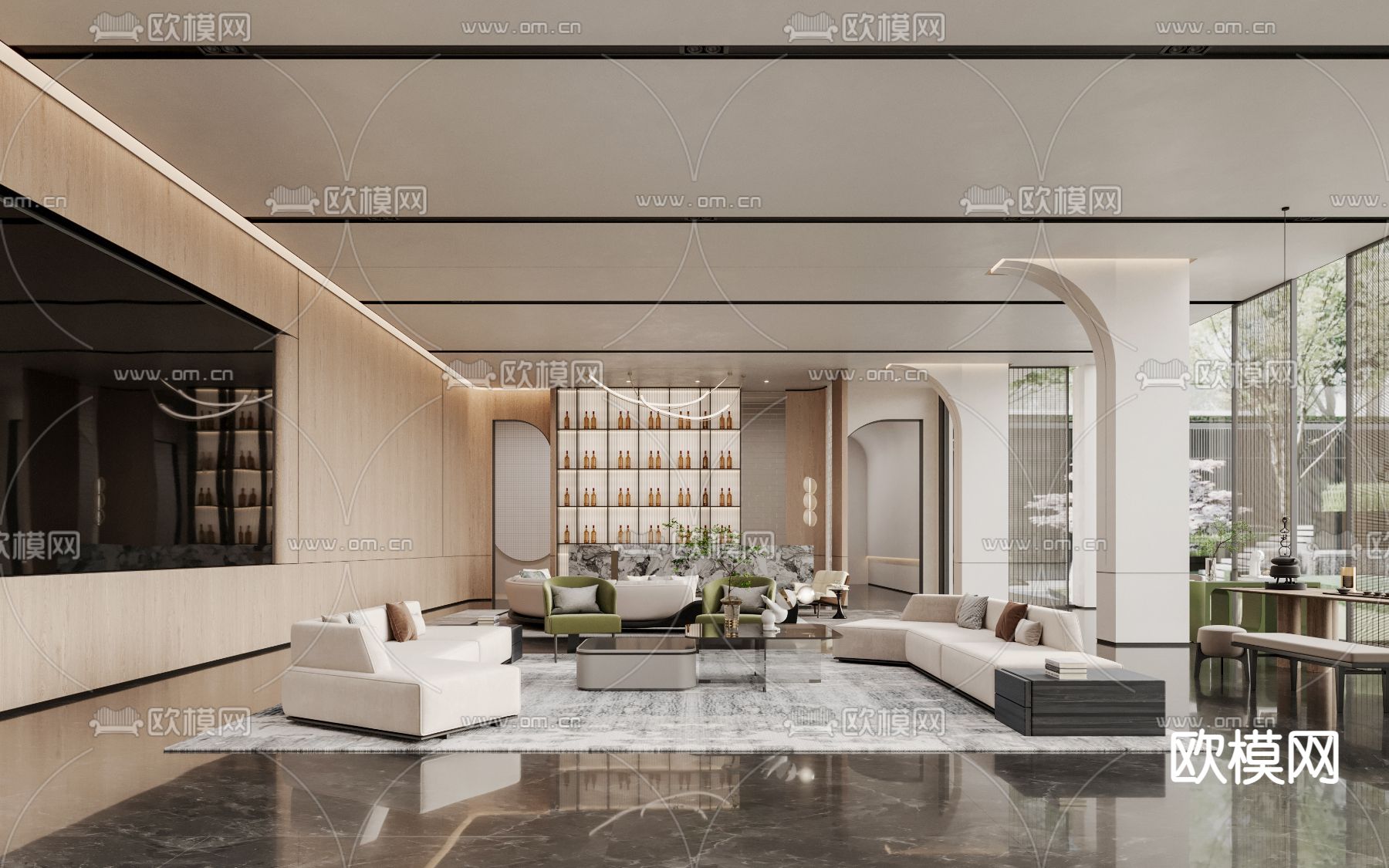 售楼处洽谈区su模型下载（渲染图1）