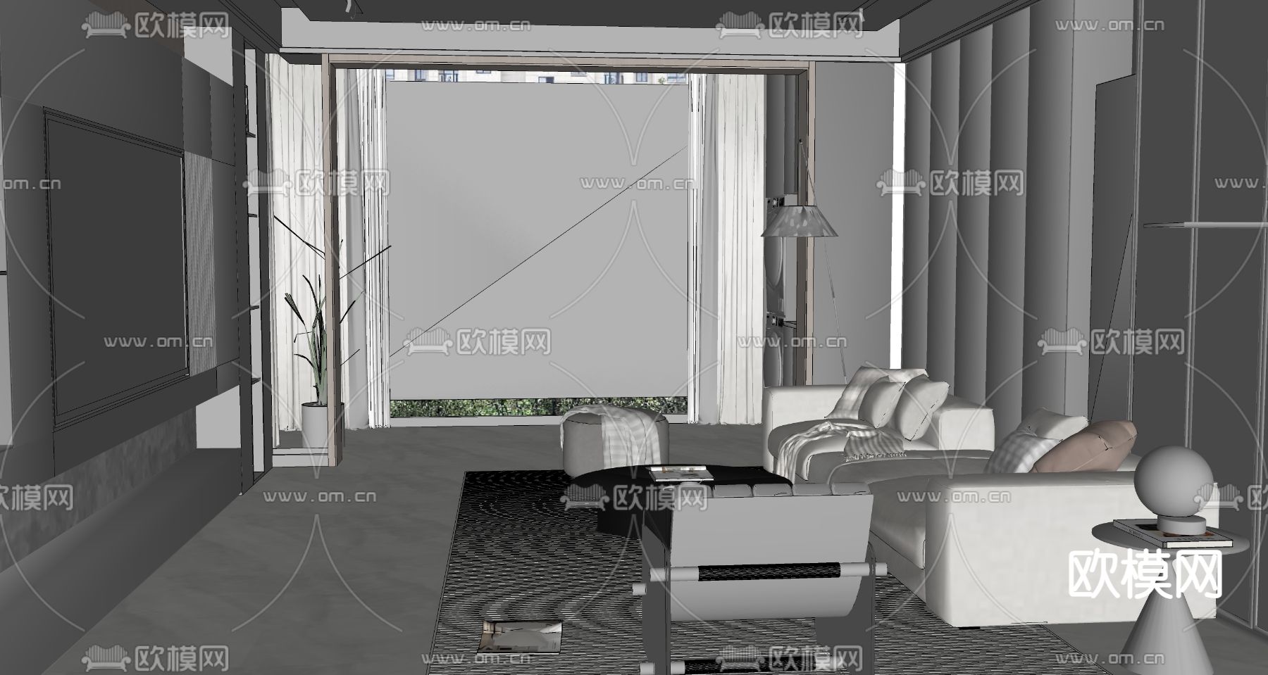 暗黑风客餐厅su模型下载（渲染图2）