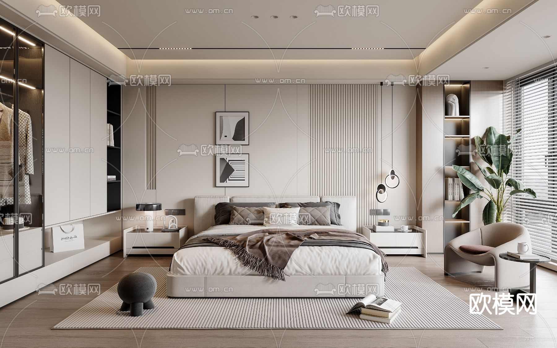 现代卧室 主卧 主人房3d模型下载