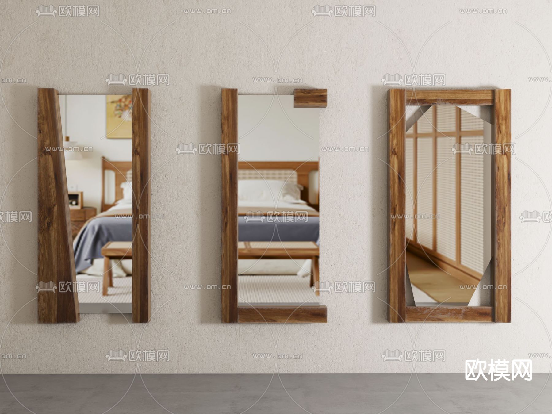 侘寂风镜子 全身镜 穿衣镜3d模型下载