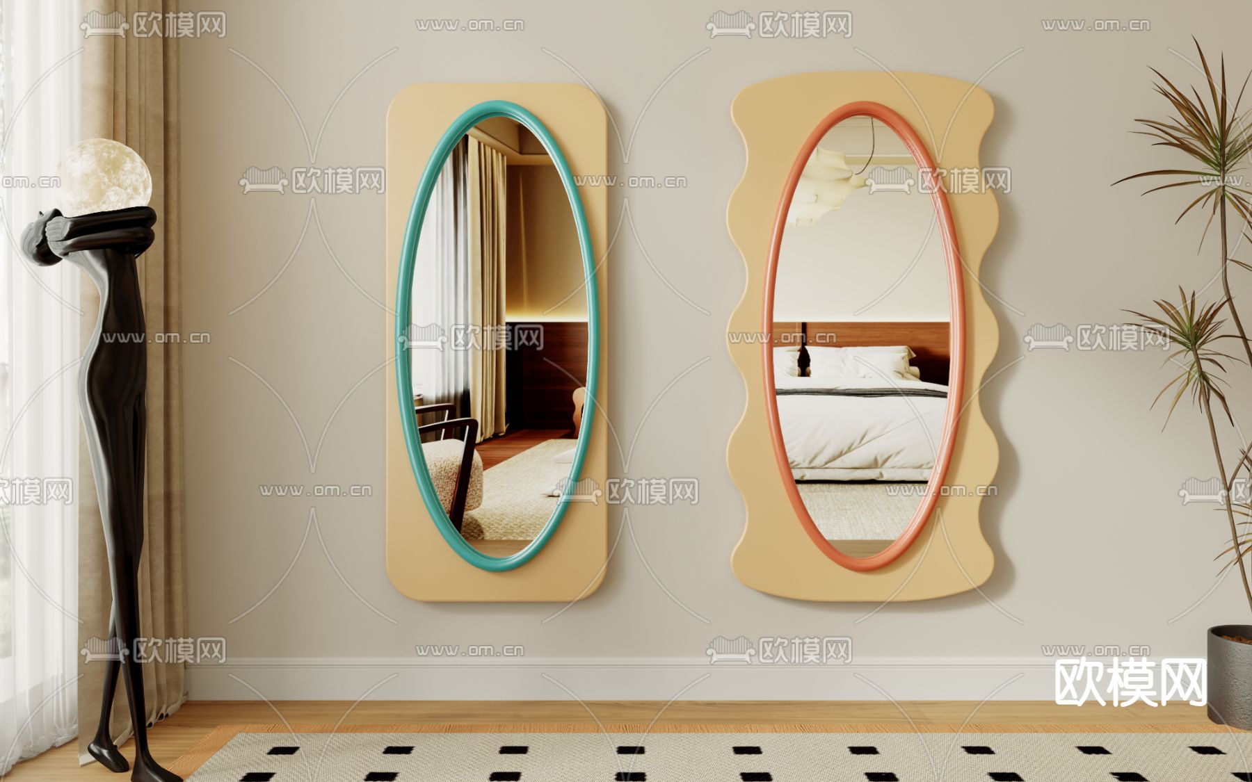 异形镜子 全身镜 穿衣镜3d模型下载