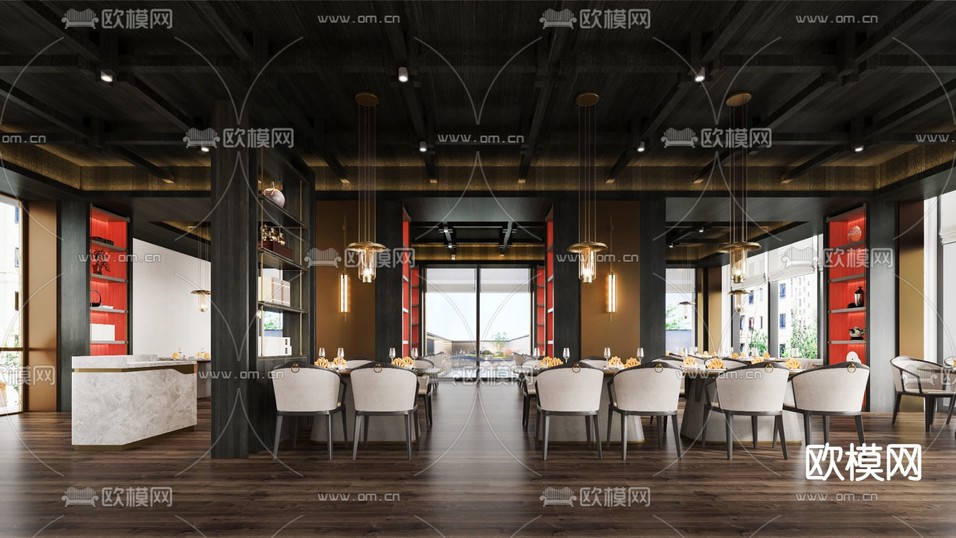 自助餐廳3d模型下載(渲染圖2)