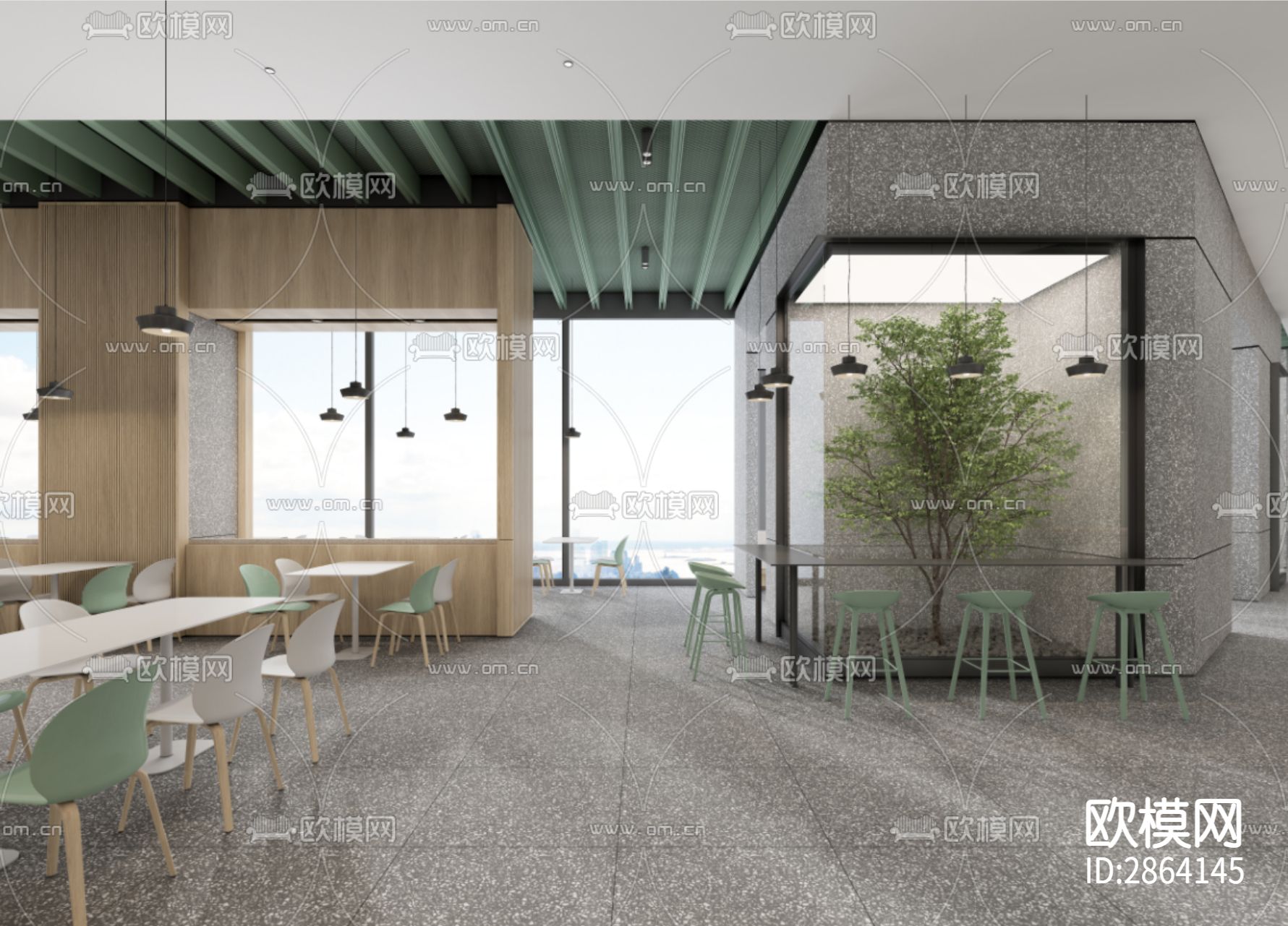 员工食堂效果图CAD施工图下载（渲染图8）